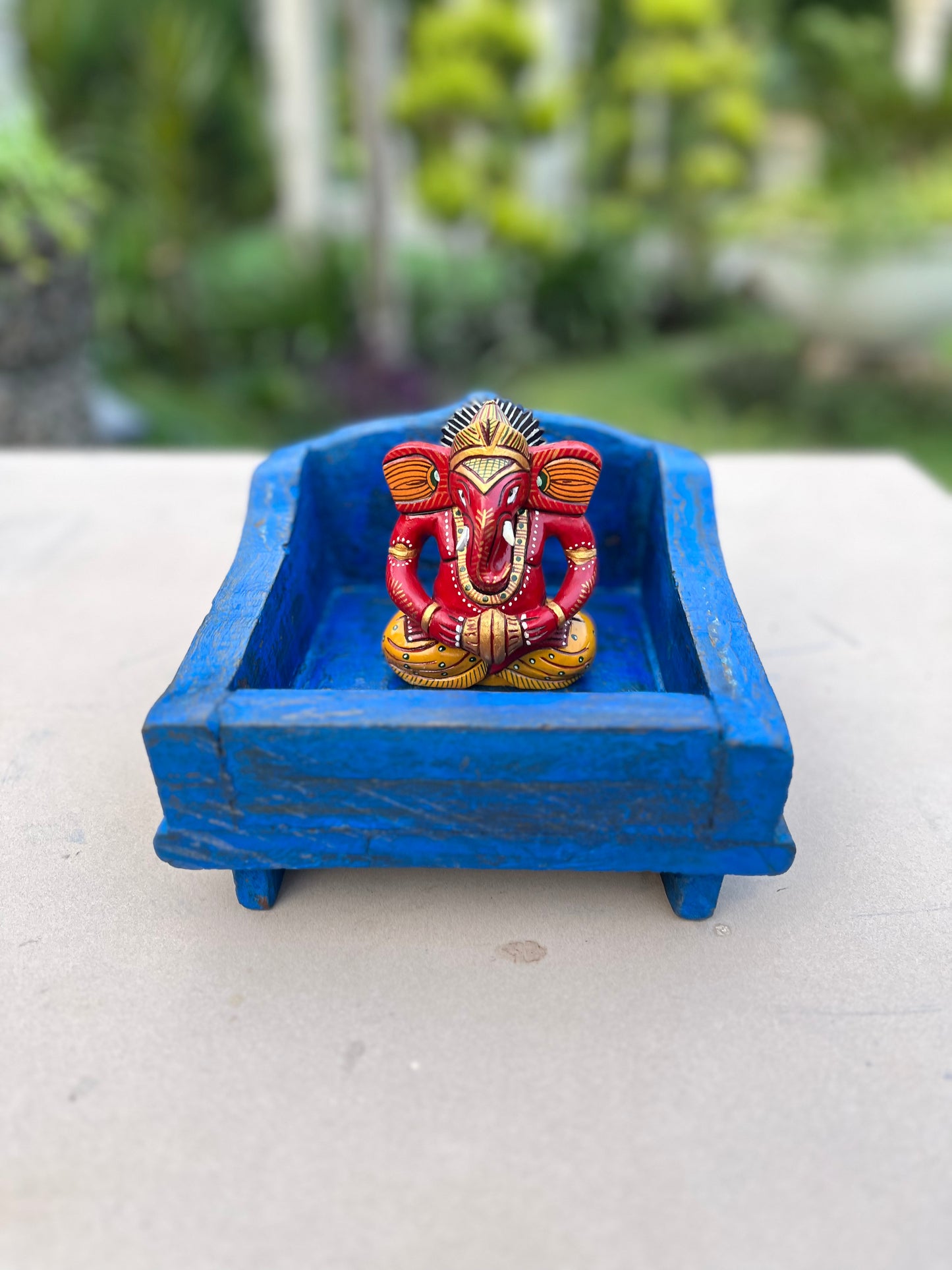 Wooden Blue Planter