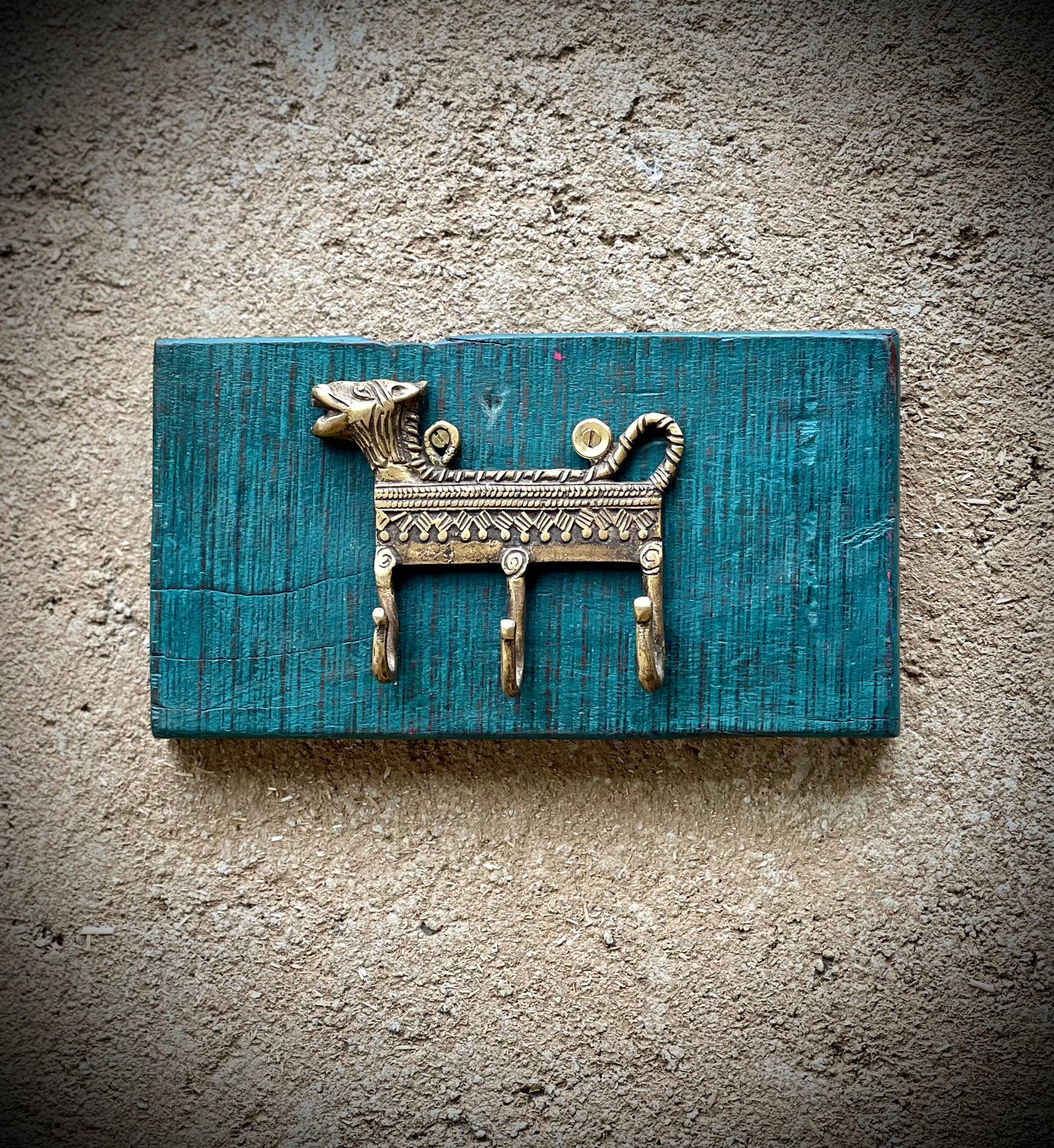 Wood Brass Horse Hook