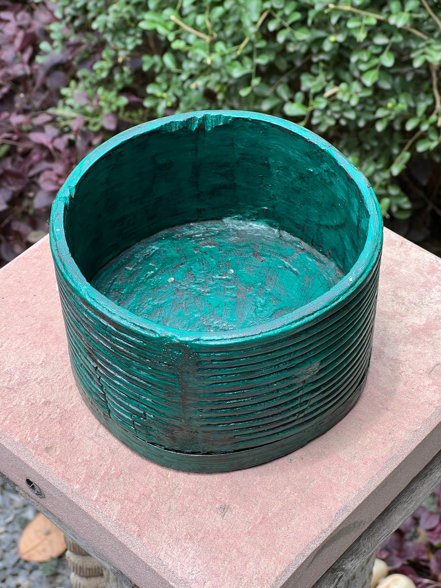 Vintage Wooden Green Pot & Planter