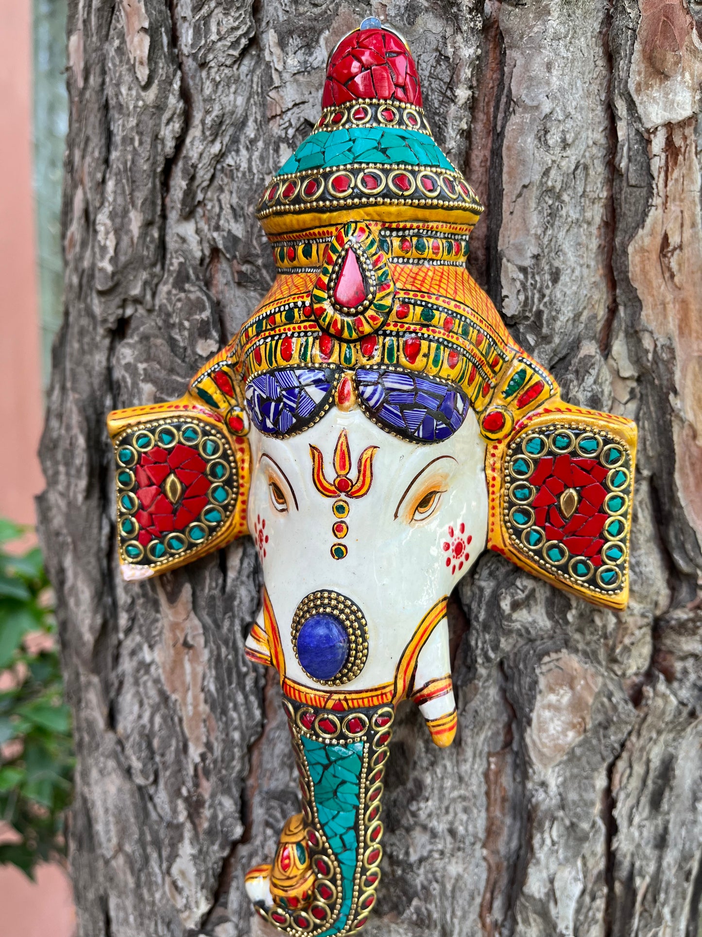Metal Colour Stone Ganesha Face