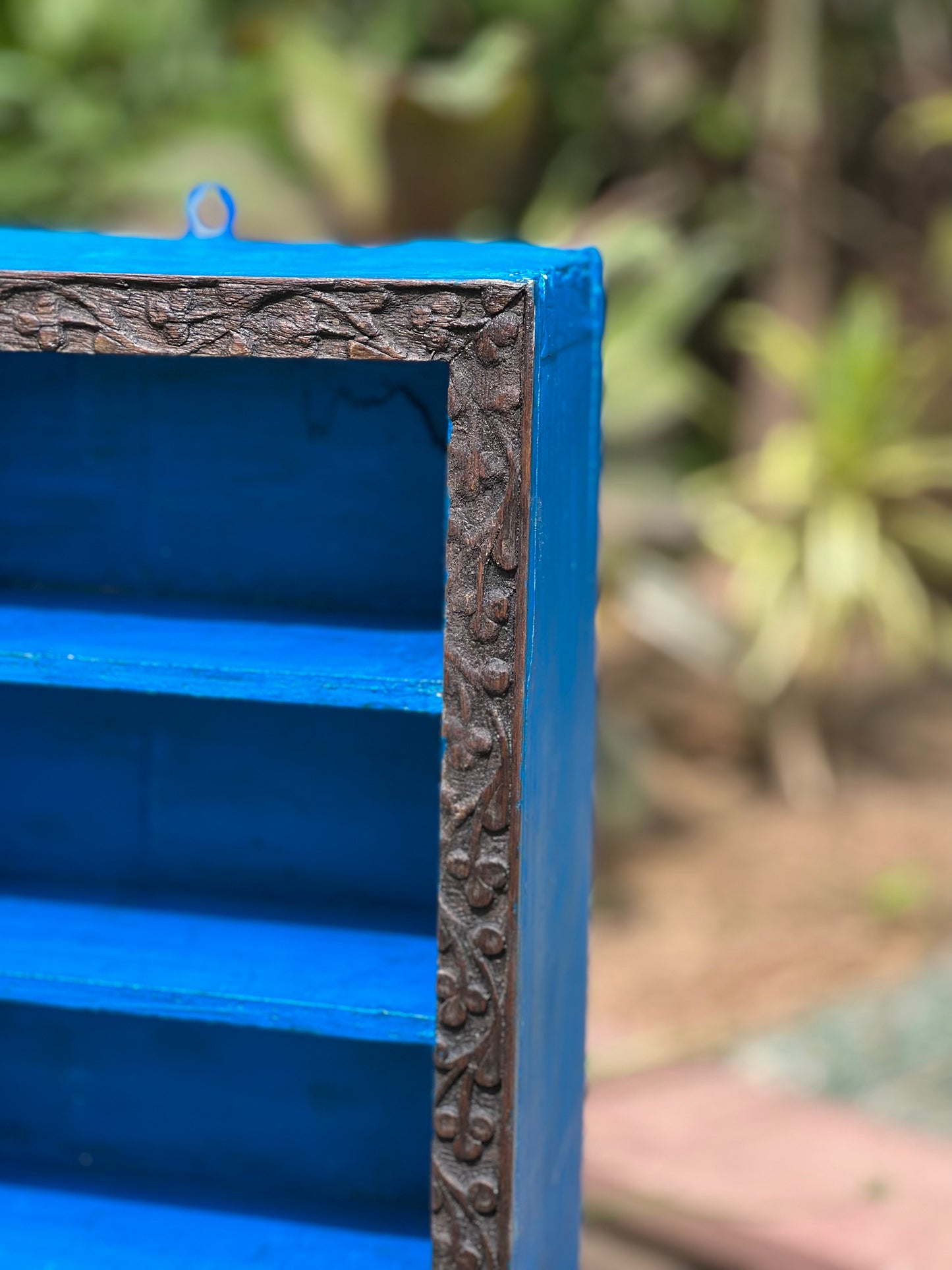 Wooden Blue wall shelf