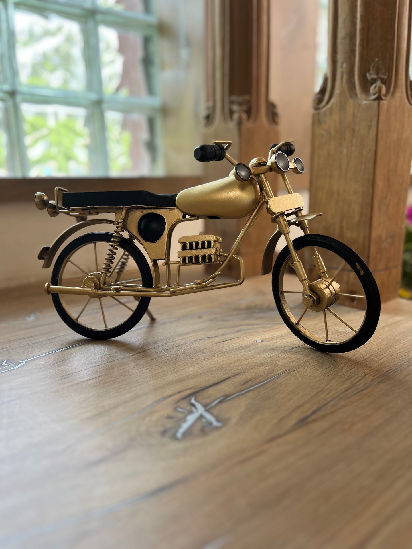 Metal Handmade Gold Motor Bike Decor