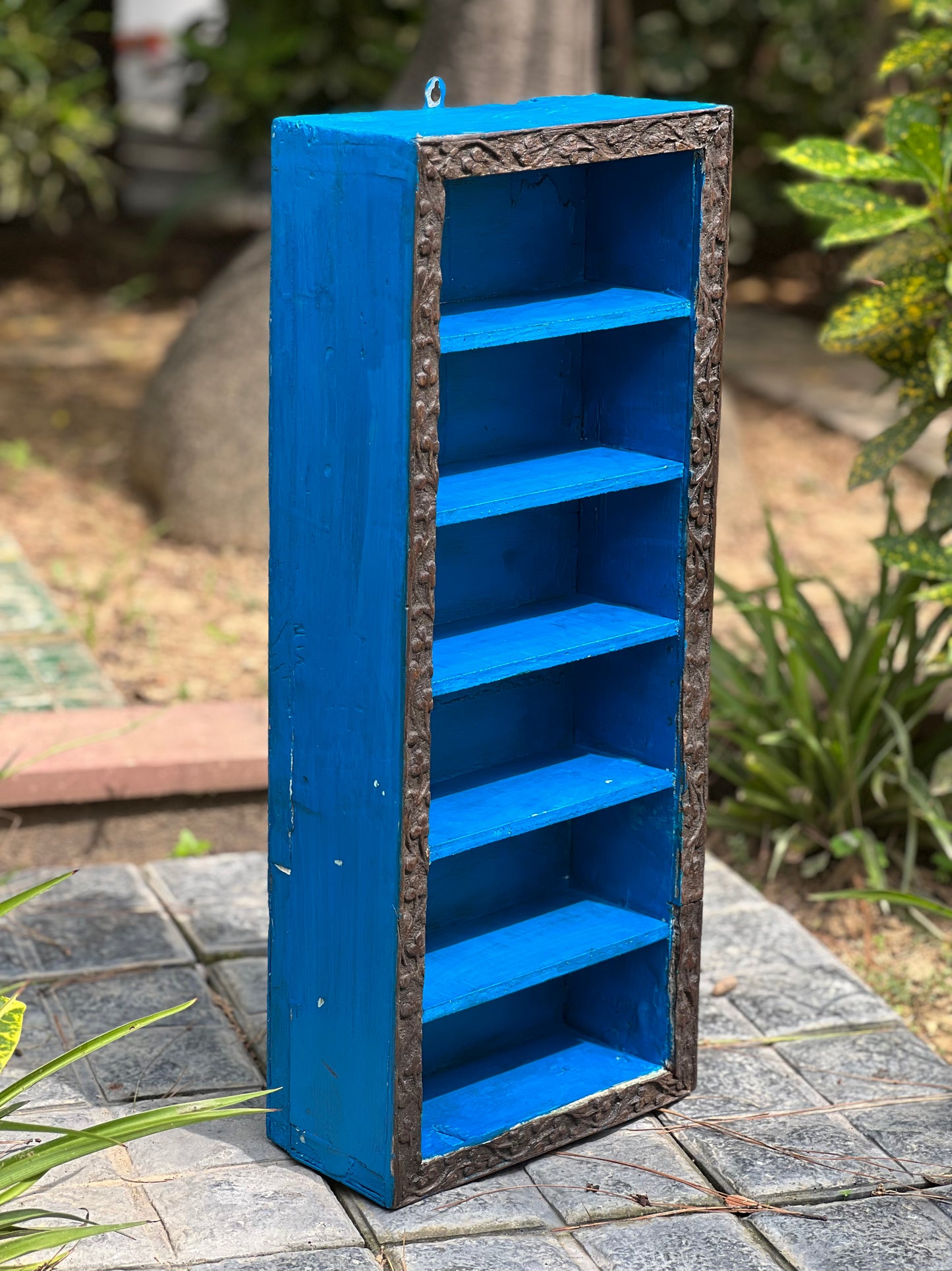 Wooden Blue wall shelf