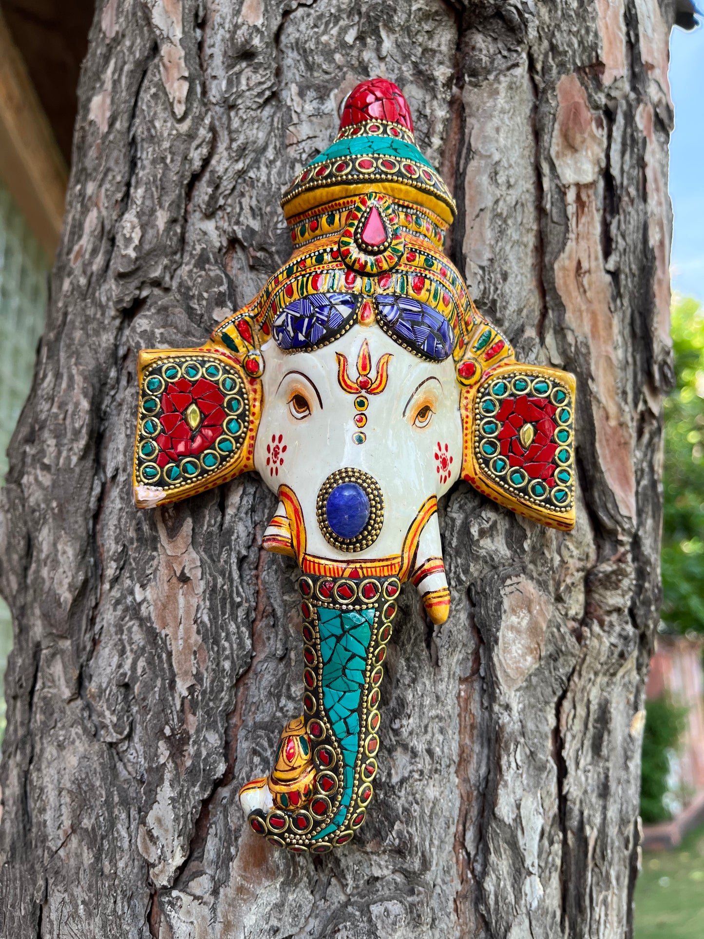 Metal Colour Stone Ganesha Face