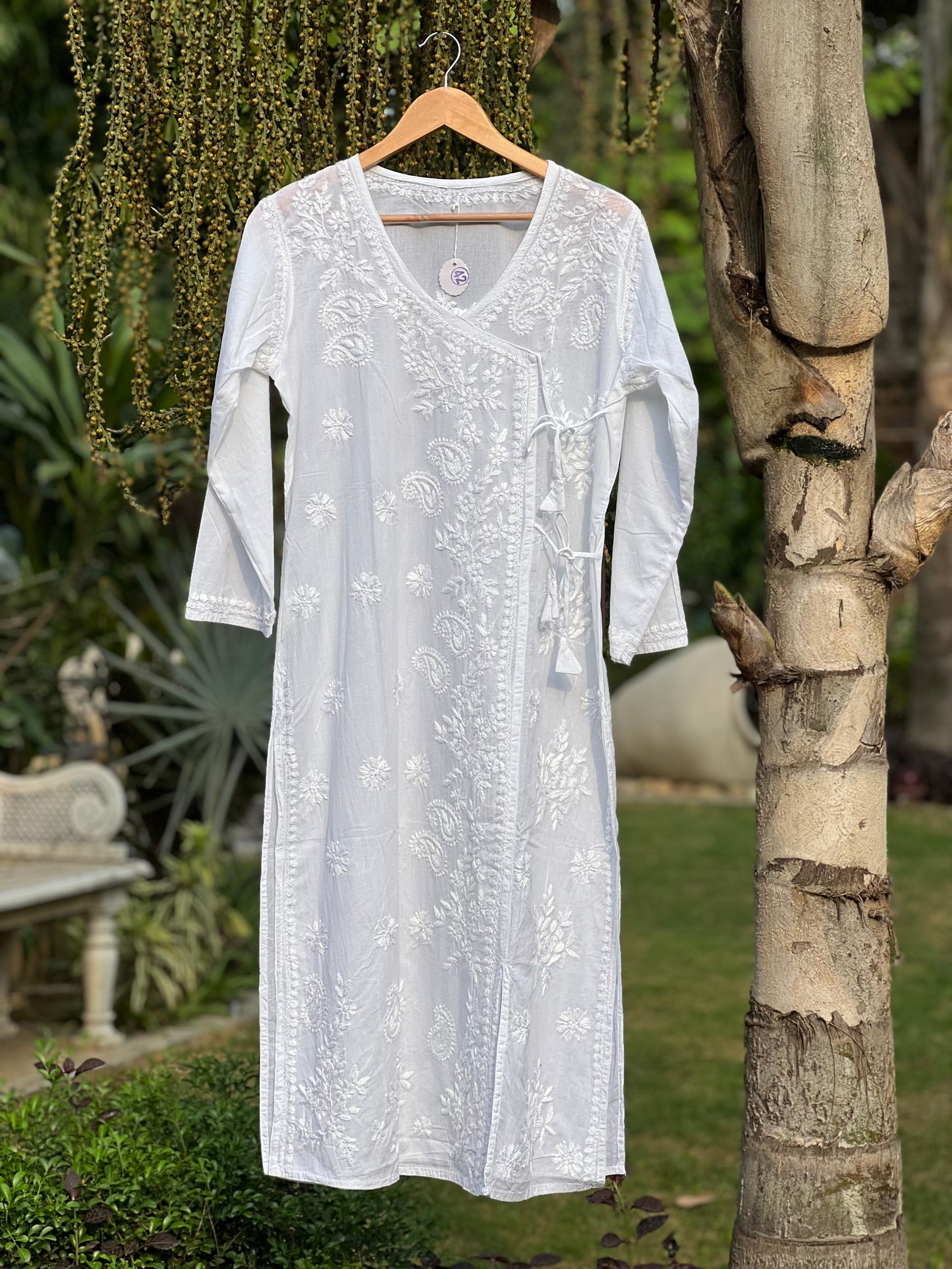 Chikankari Angrakha Kurti