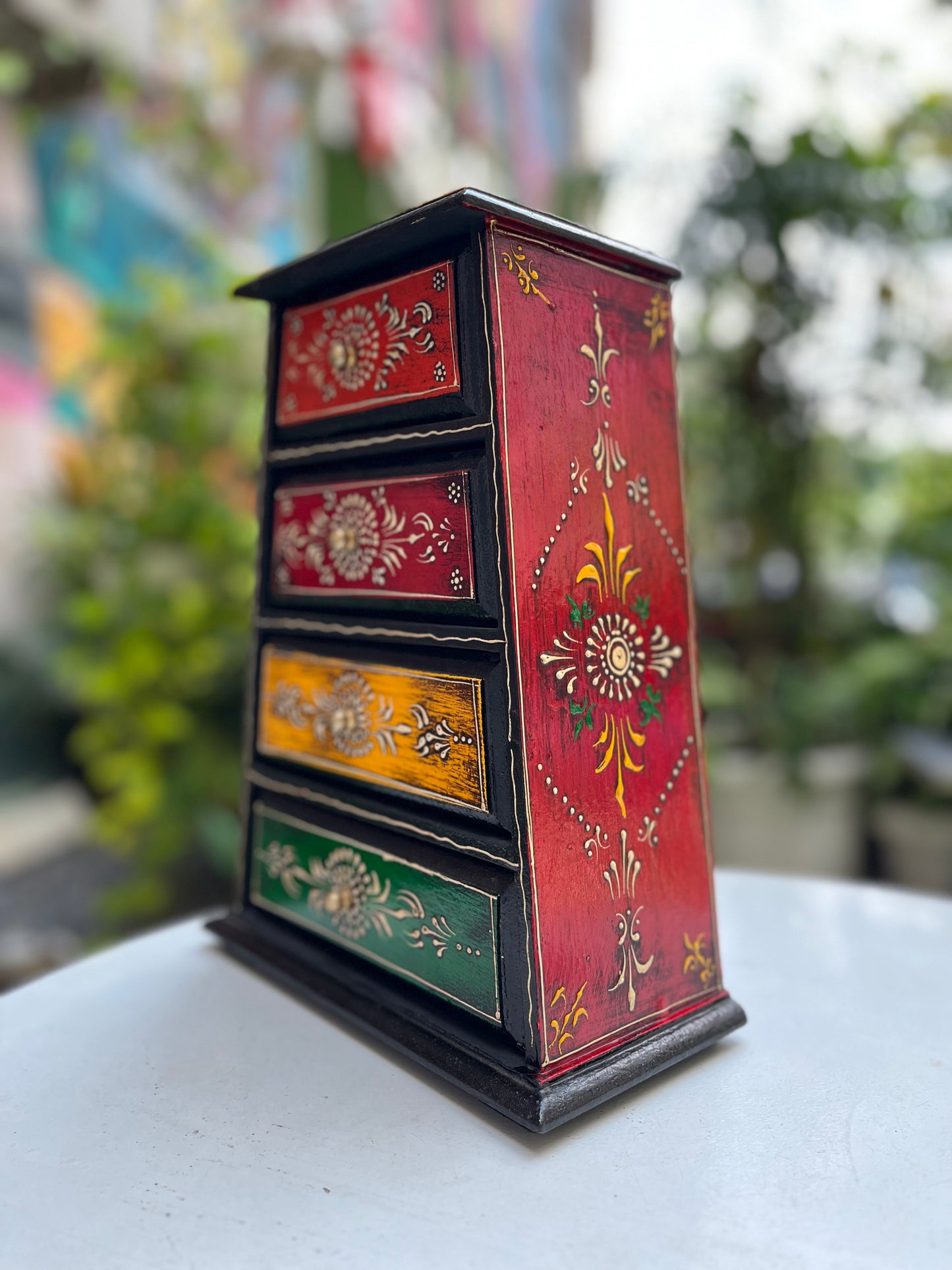 Wood Painted Jewellery 4 Drawer Chest