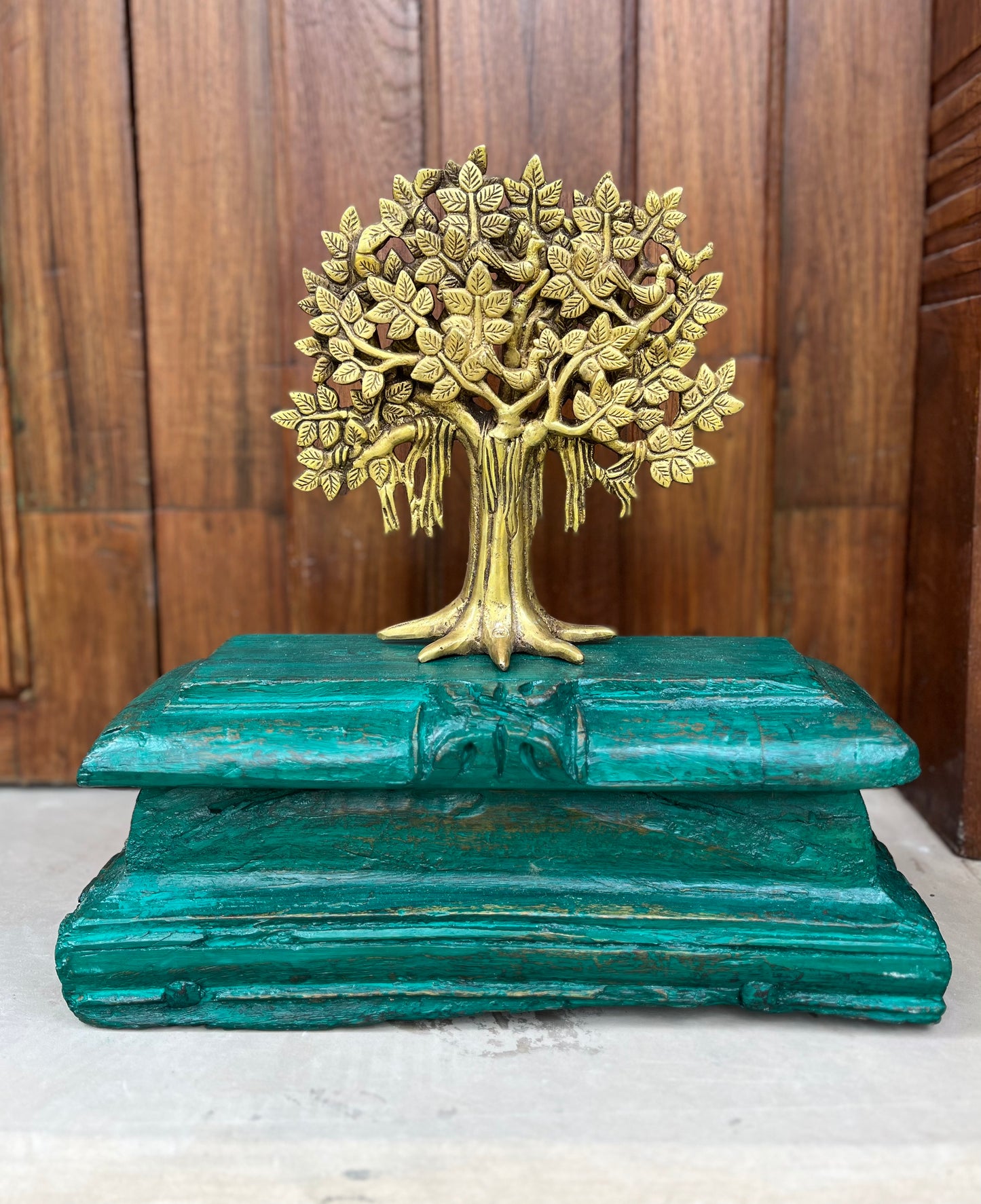 Old Wooden Decoration Bracket Brass Tree