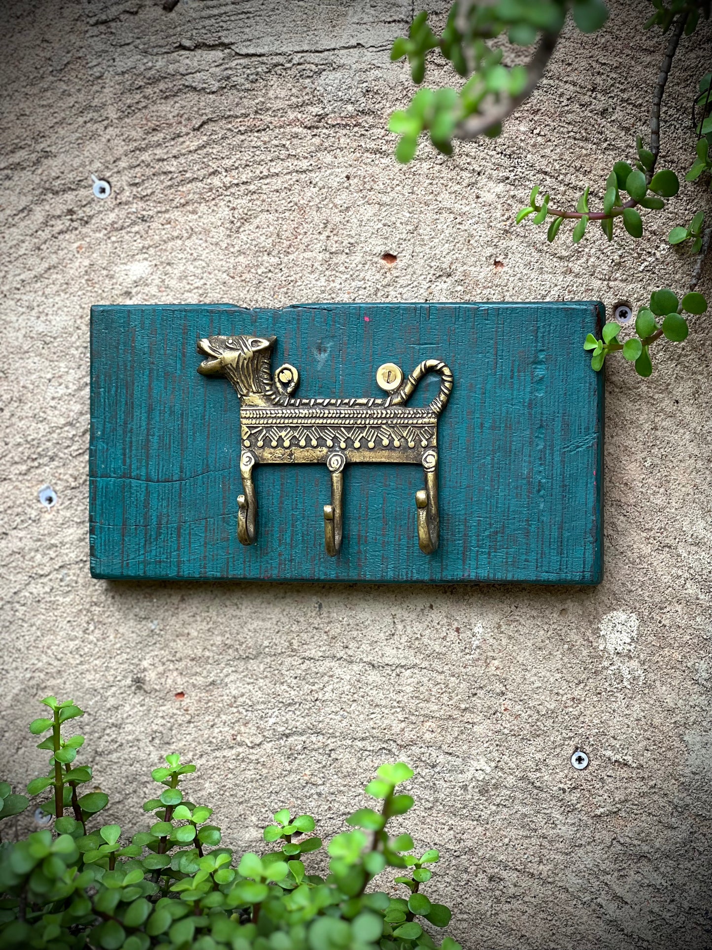 Wood Brass Horse Hook