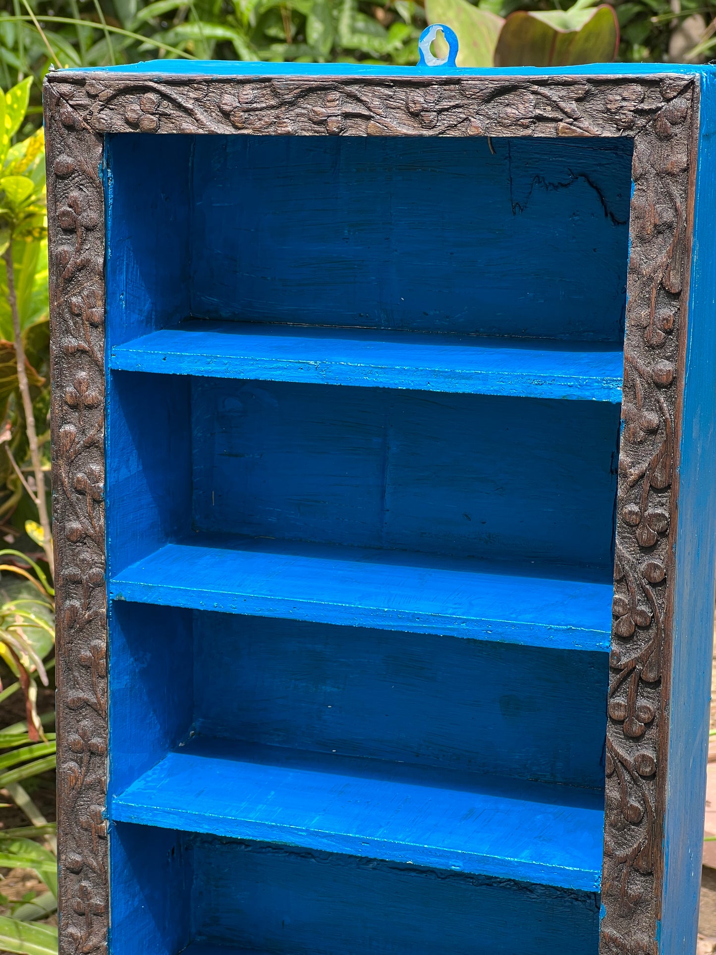 Wooden Blue wall shelf