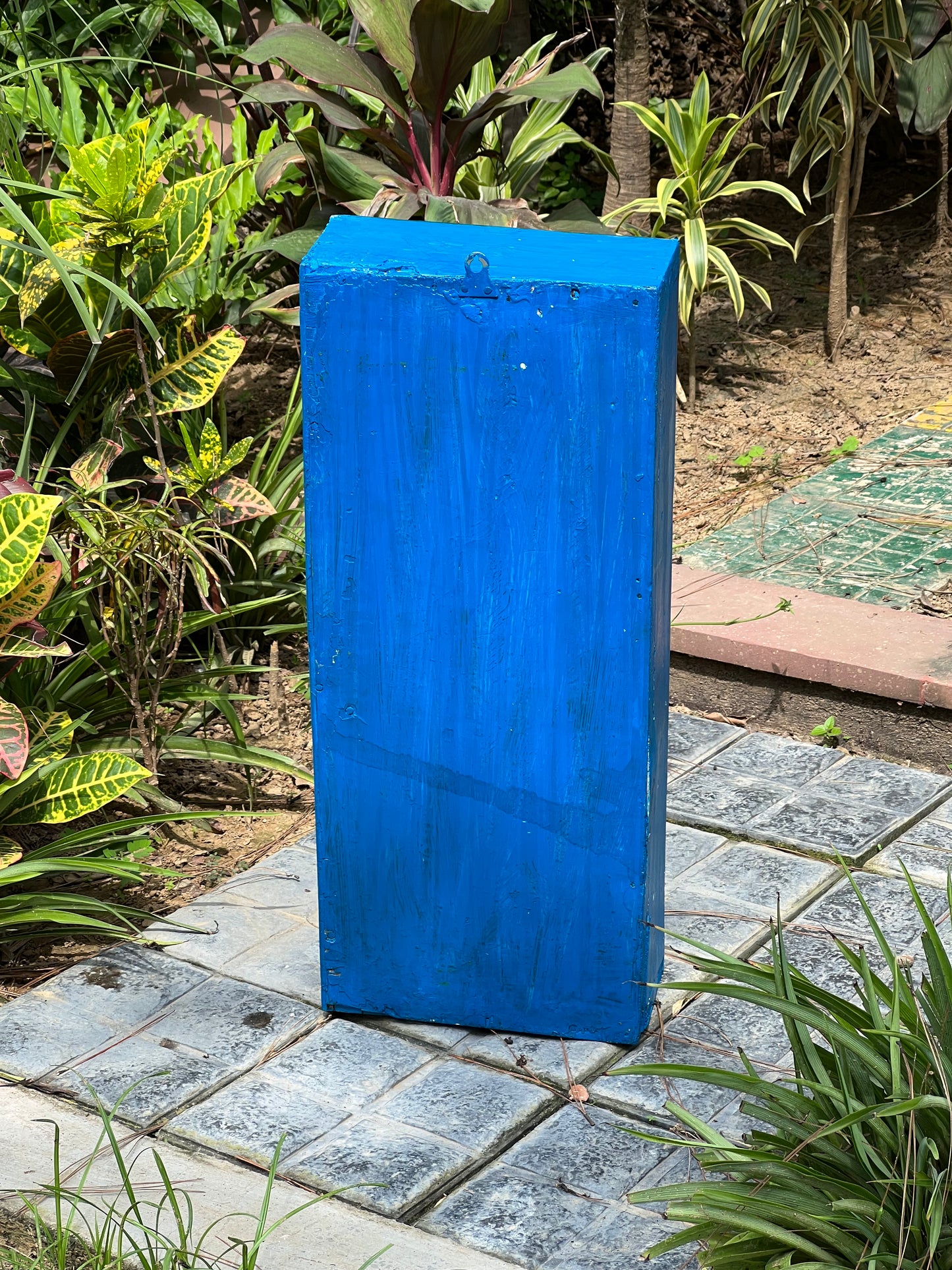 Wooden Blue wall shelf