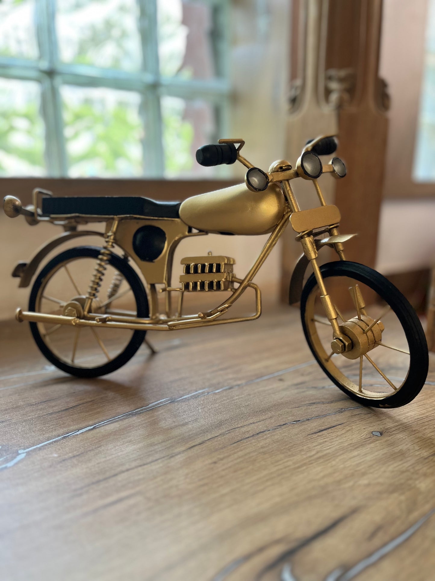 Metal Handmade Gold Motor Bike Decor