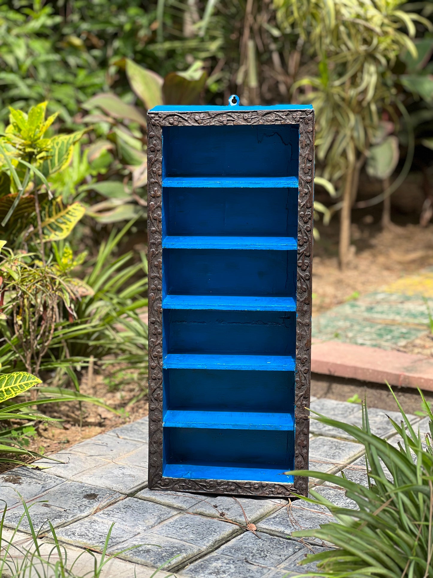 Wooden Blue wall shelf