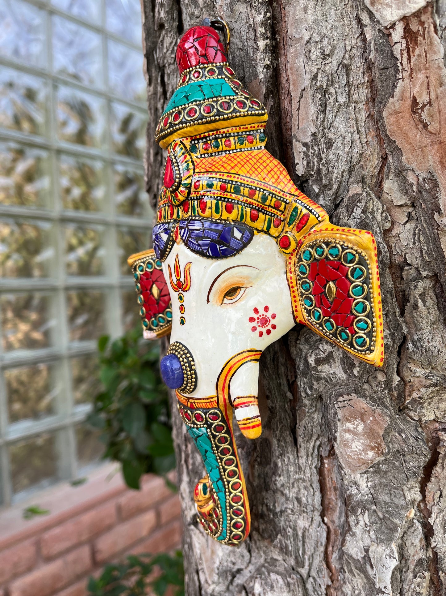 Metal Colour Stone Ganesha Face