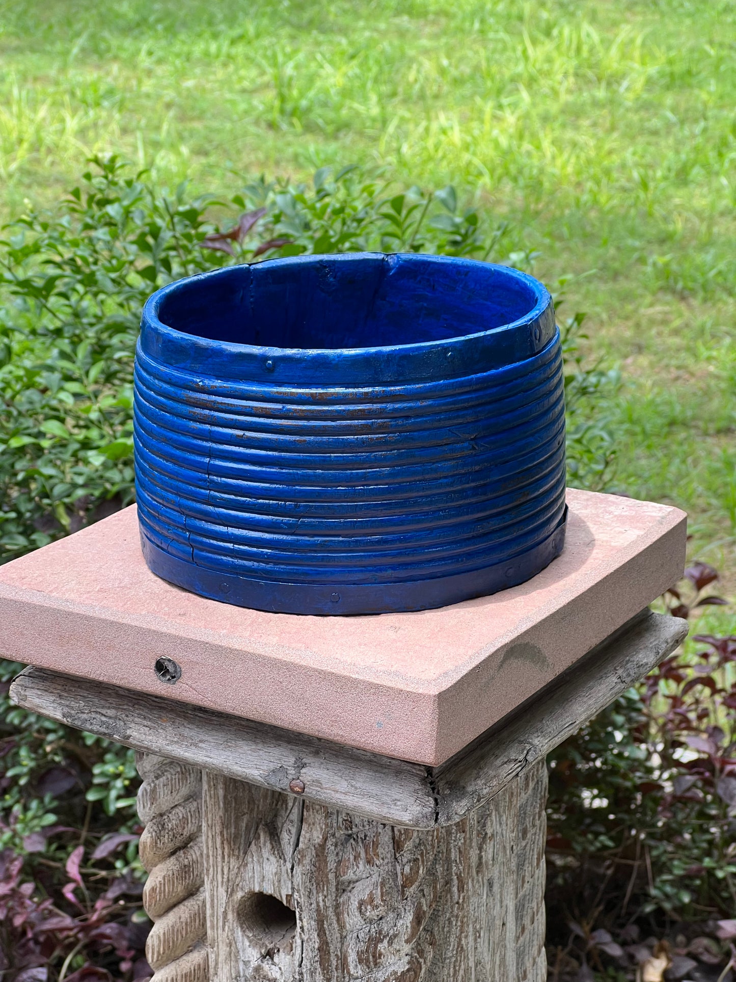 Vintage Blue Flower Planter