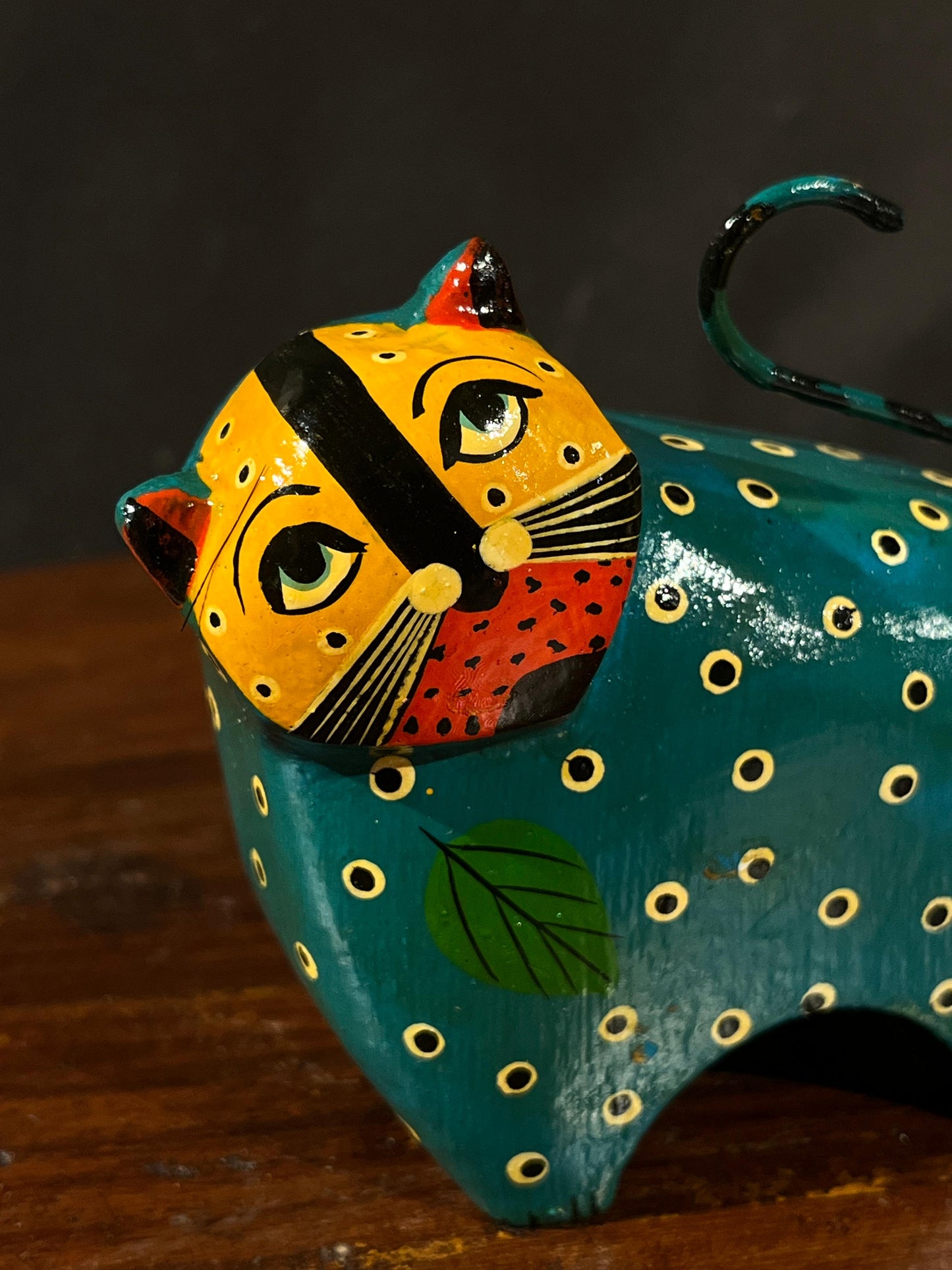 Wood Cat Hand Painted