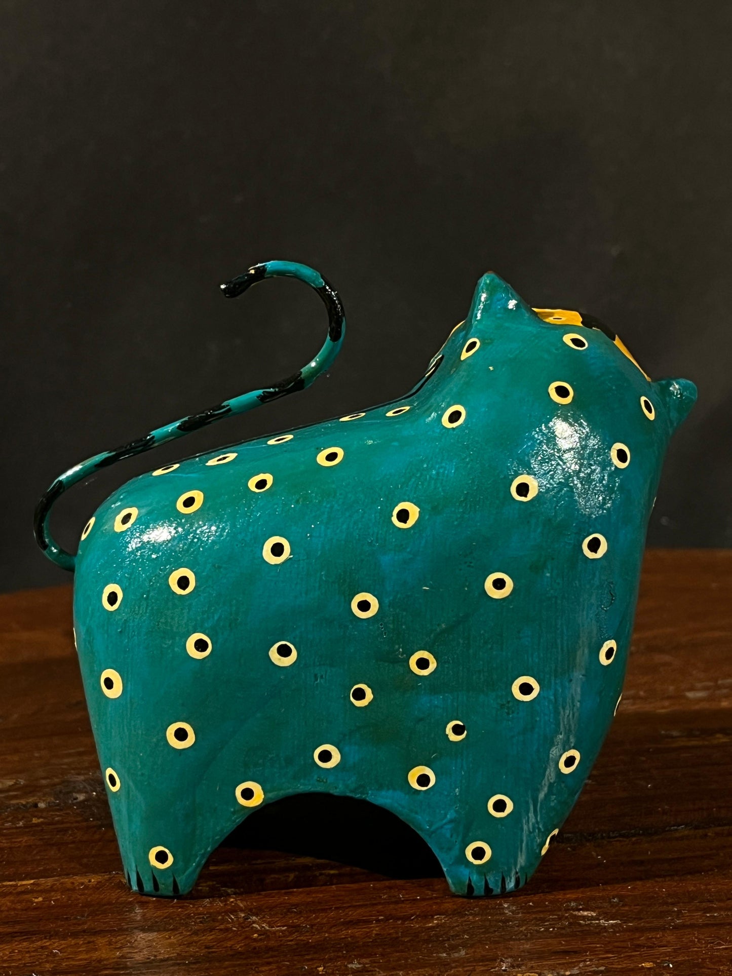 Wood Cat Hand Painted