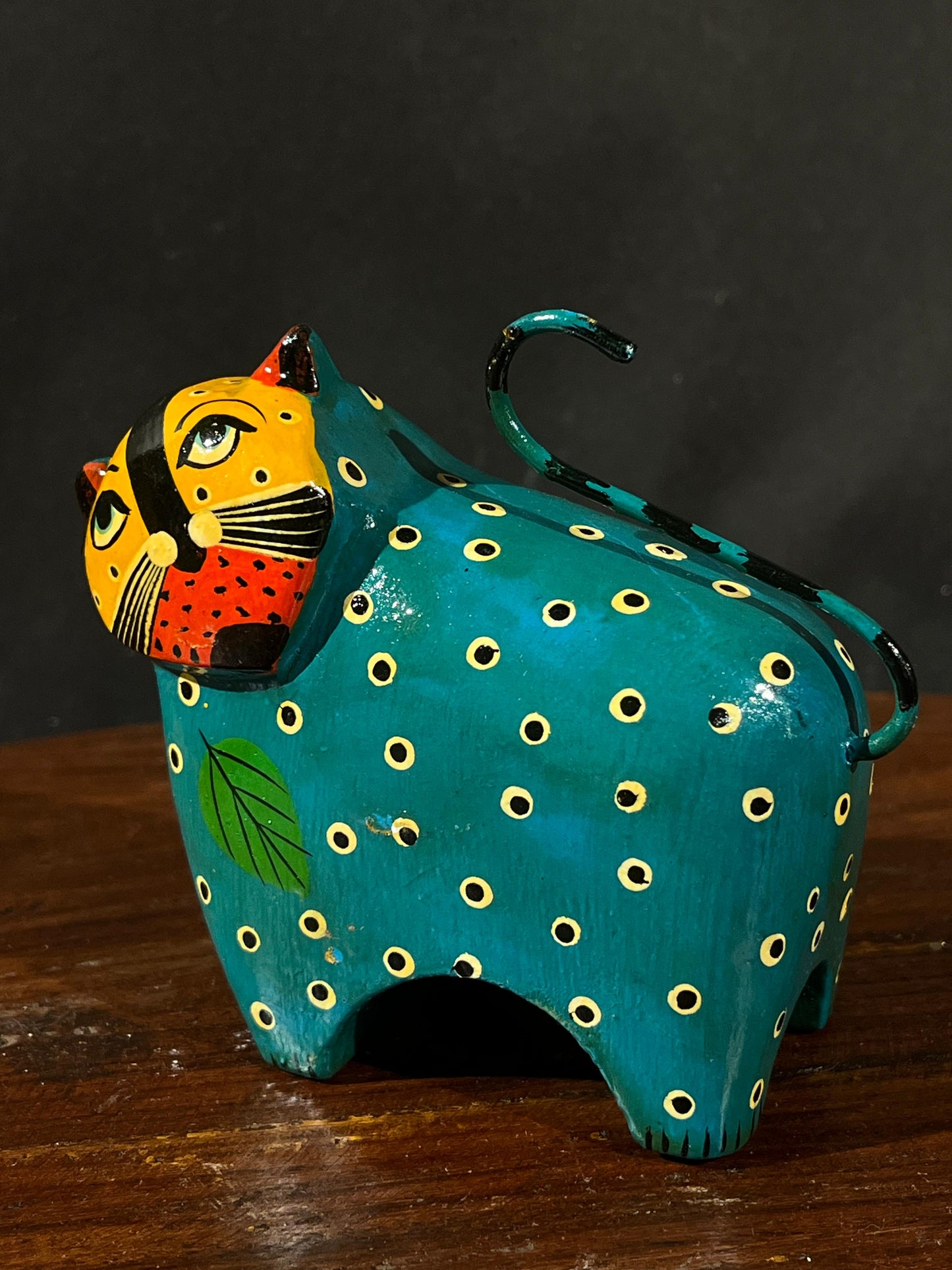 Wood Cat Hand Painted