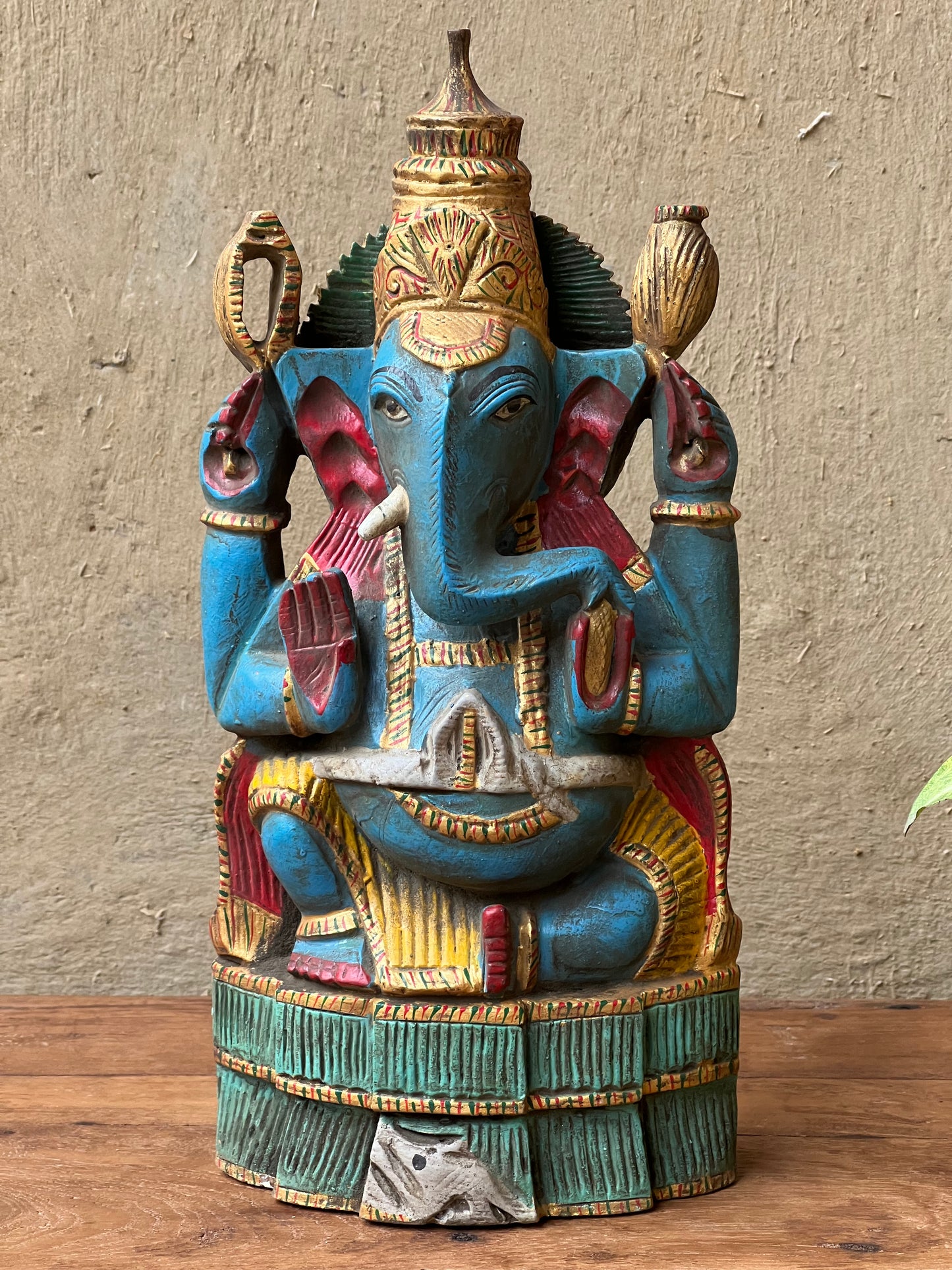 Wooden Antique Finish Ganesha