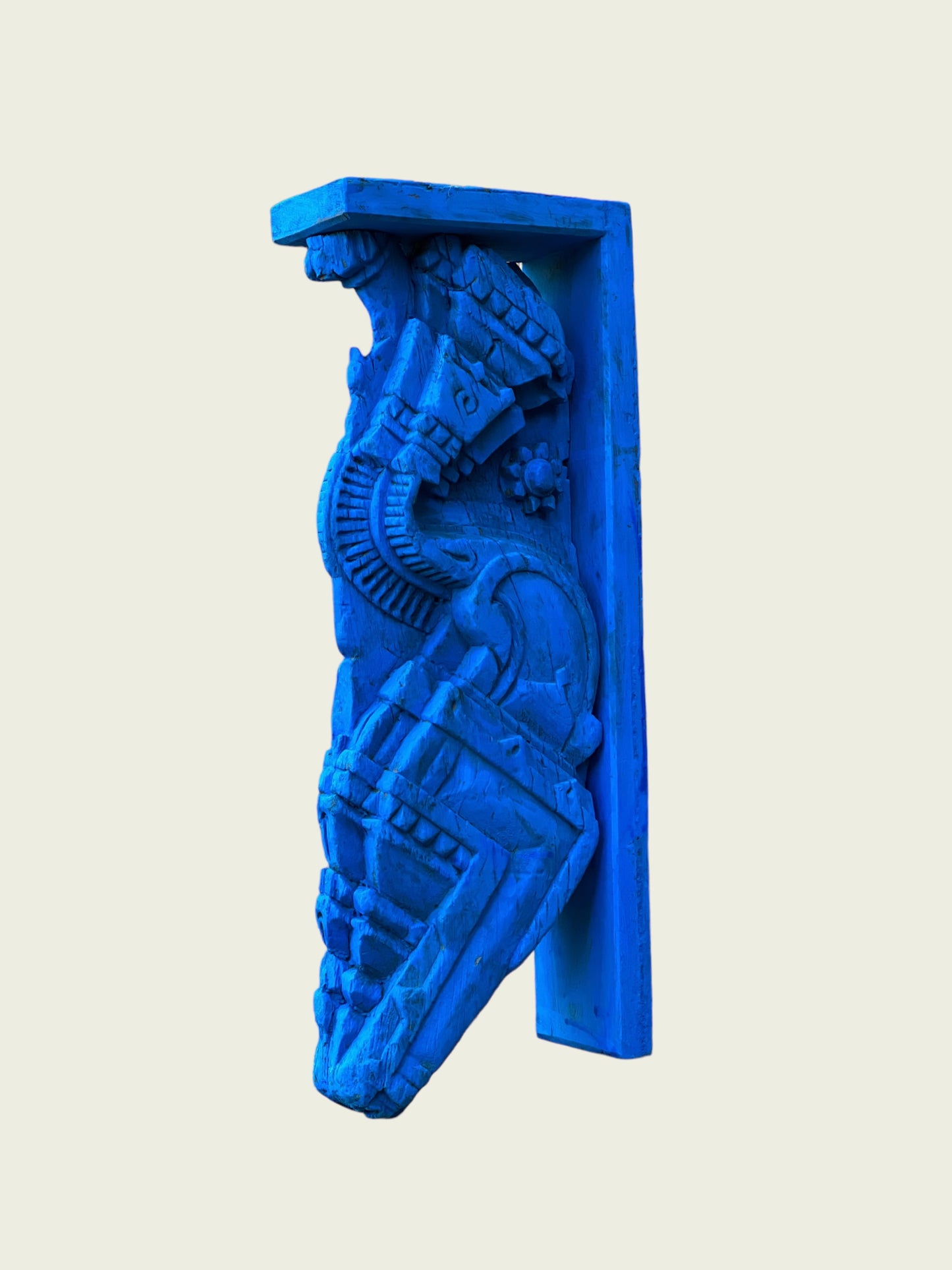 Vintage Blue Carved Wall Bracket
