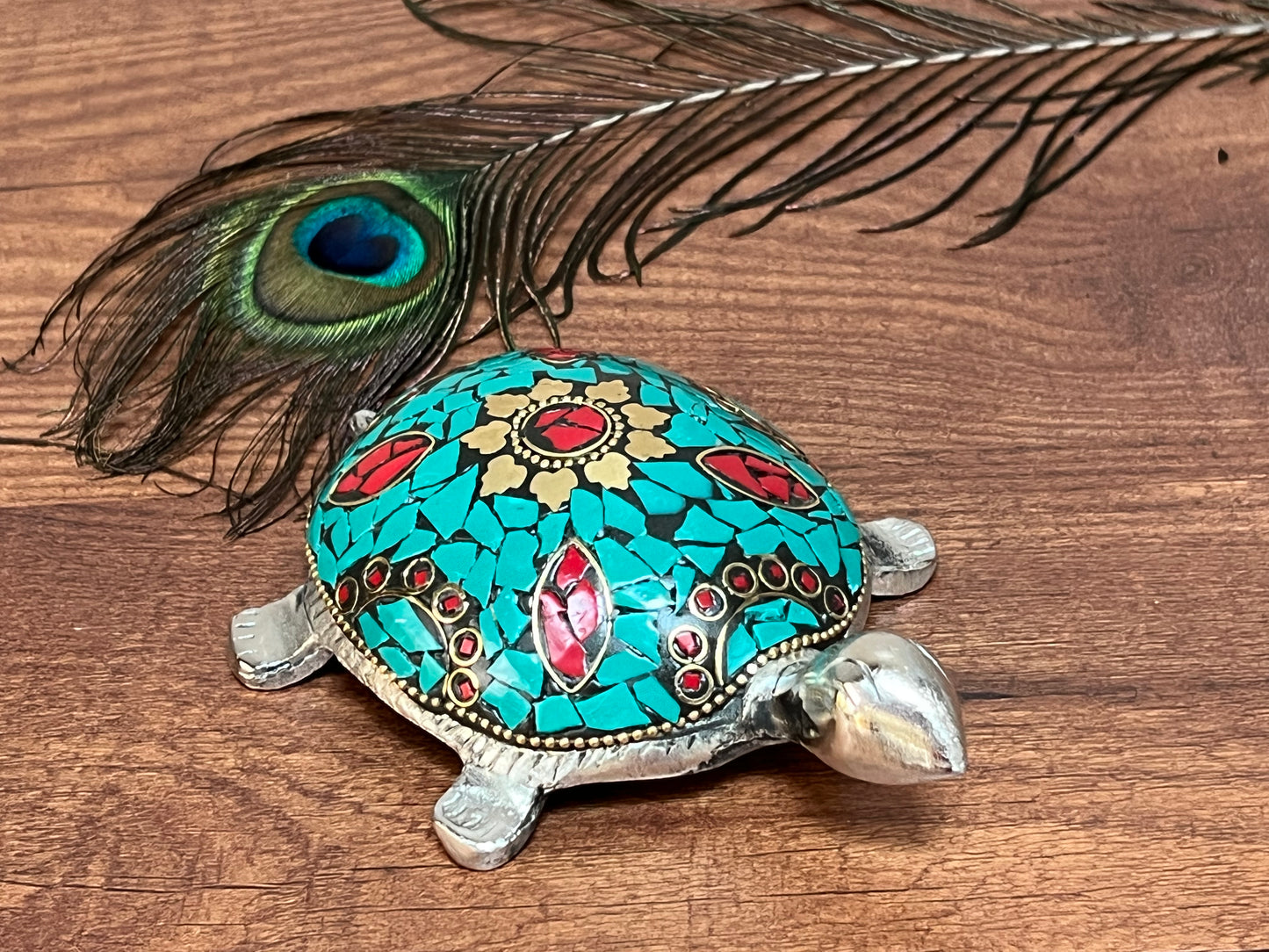 Image of Turtle with Mosaic Stone with Resin Stone. The Source India is an Indian Handicraft, Home Decor, Furnishing and Textiles Store. Our Mission is to allow the enhancement of India's Culture