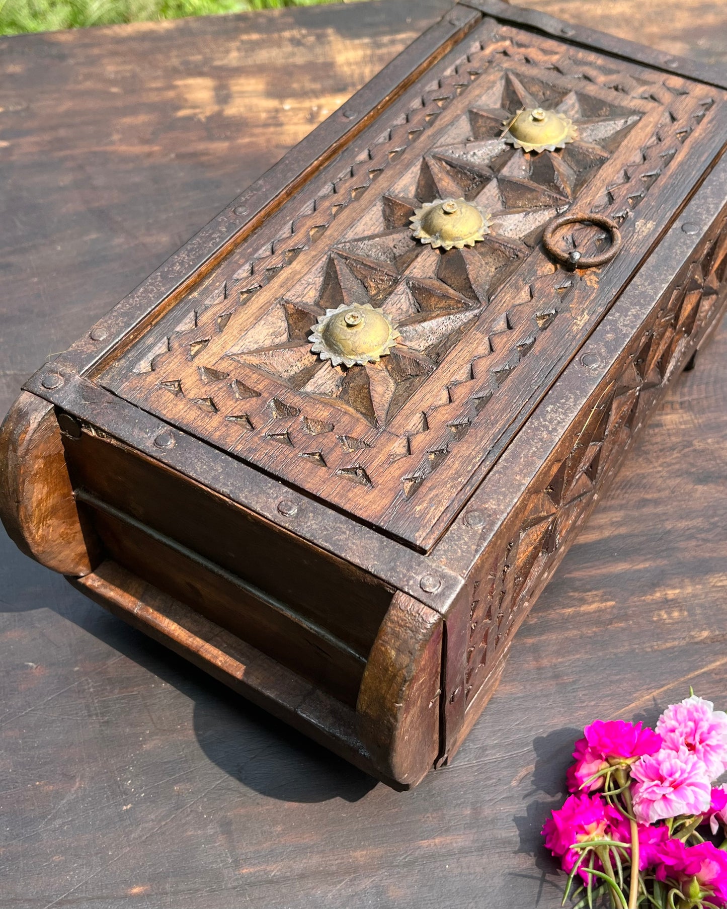 Home Decoration Carved Brass Flower Box