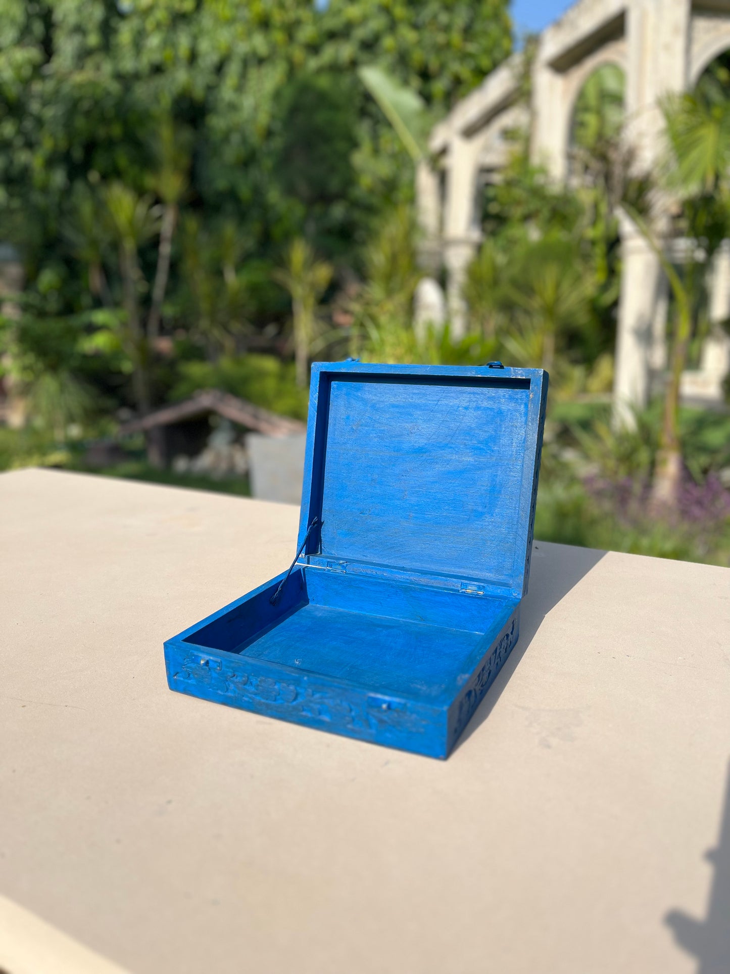 Wooden Blue Square Box