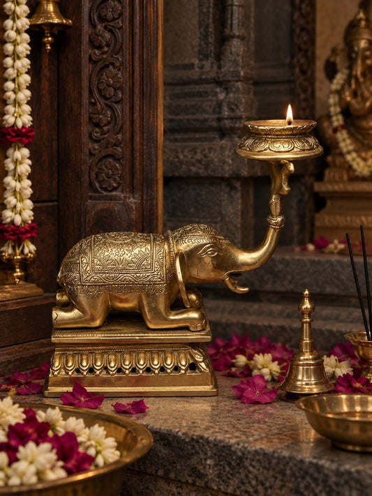 Brass Elephant Diya
