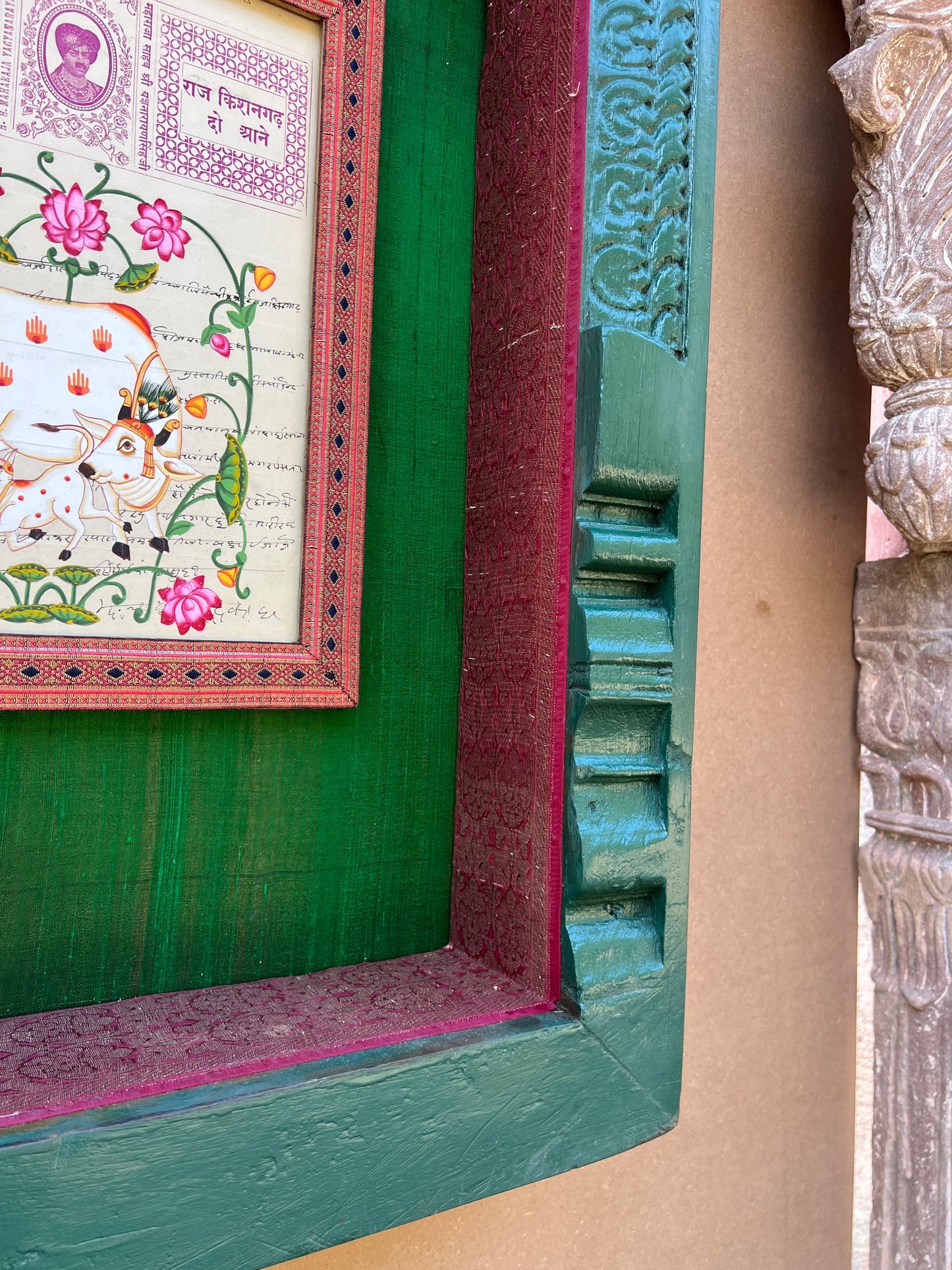 Carved Frame in Pichwai Painting