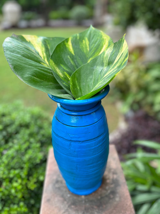 wooden Blue pot