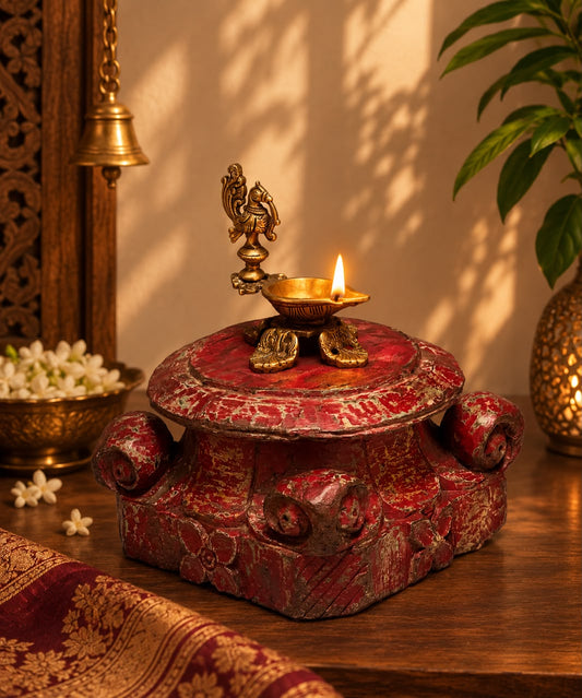 Wooden Bracket Brass Diya ￼