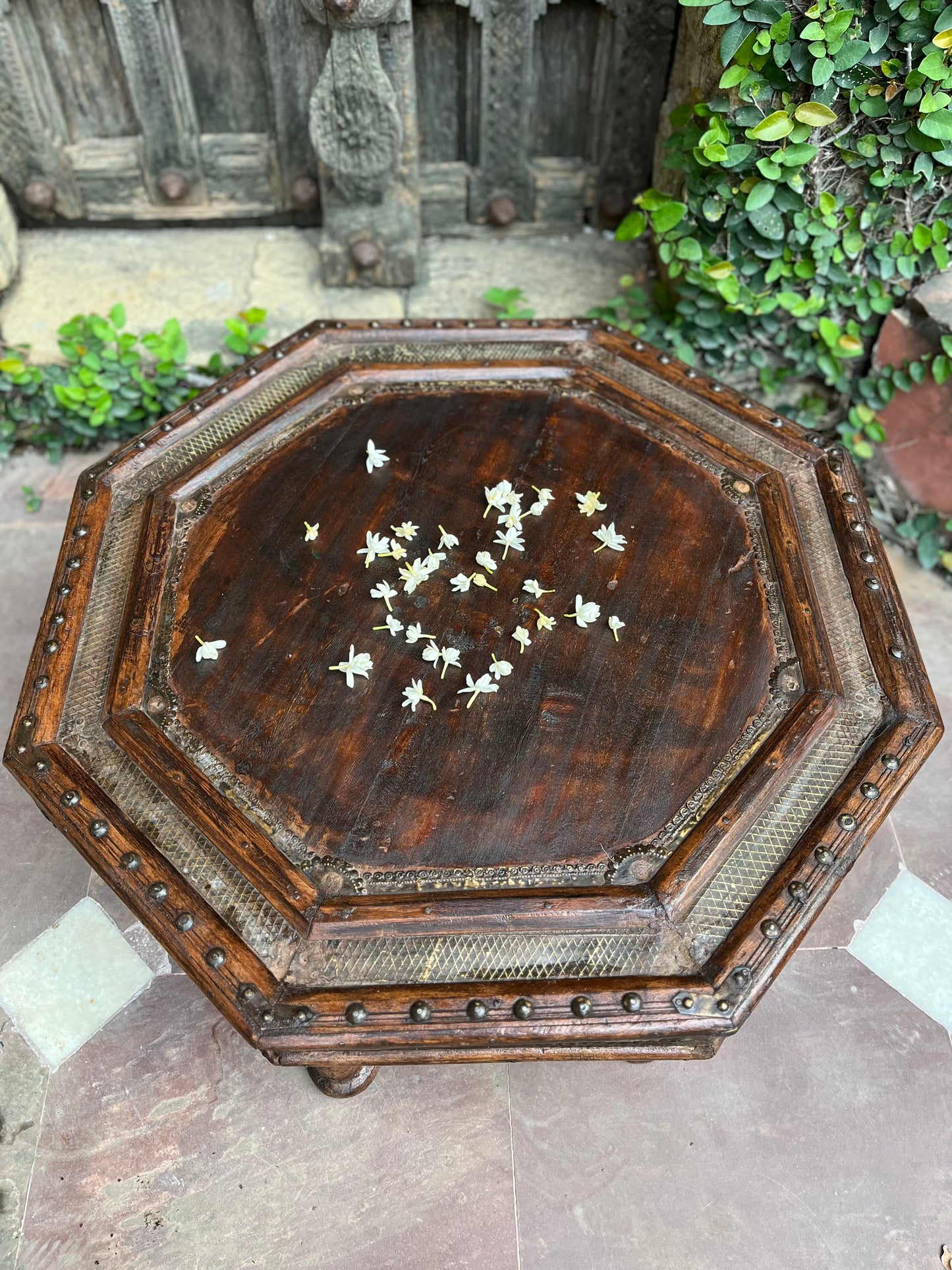 Vintage Wooden Octangular Chowki