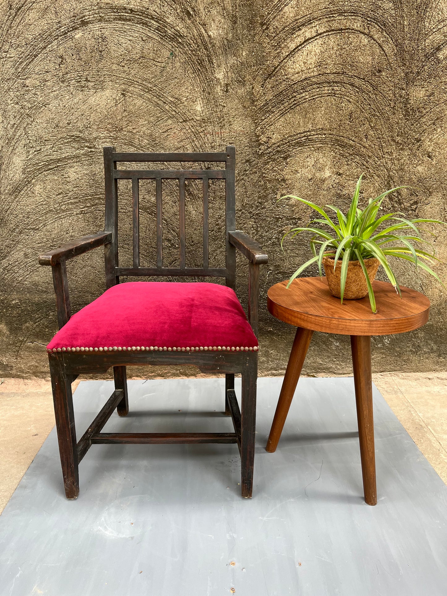 Vintage Wooden Cushion Arm Chair