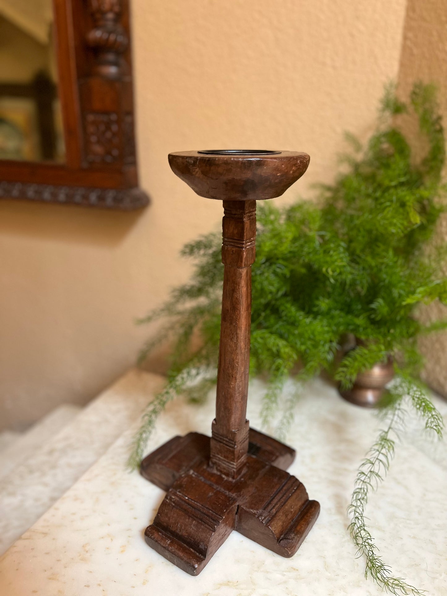 Vintage Teak Wood Designer  Candle Stand