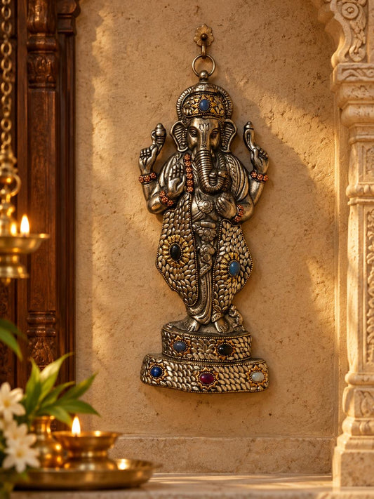 Metal Stone ganesha