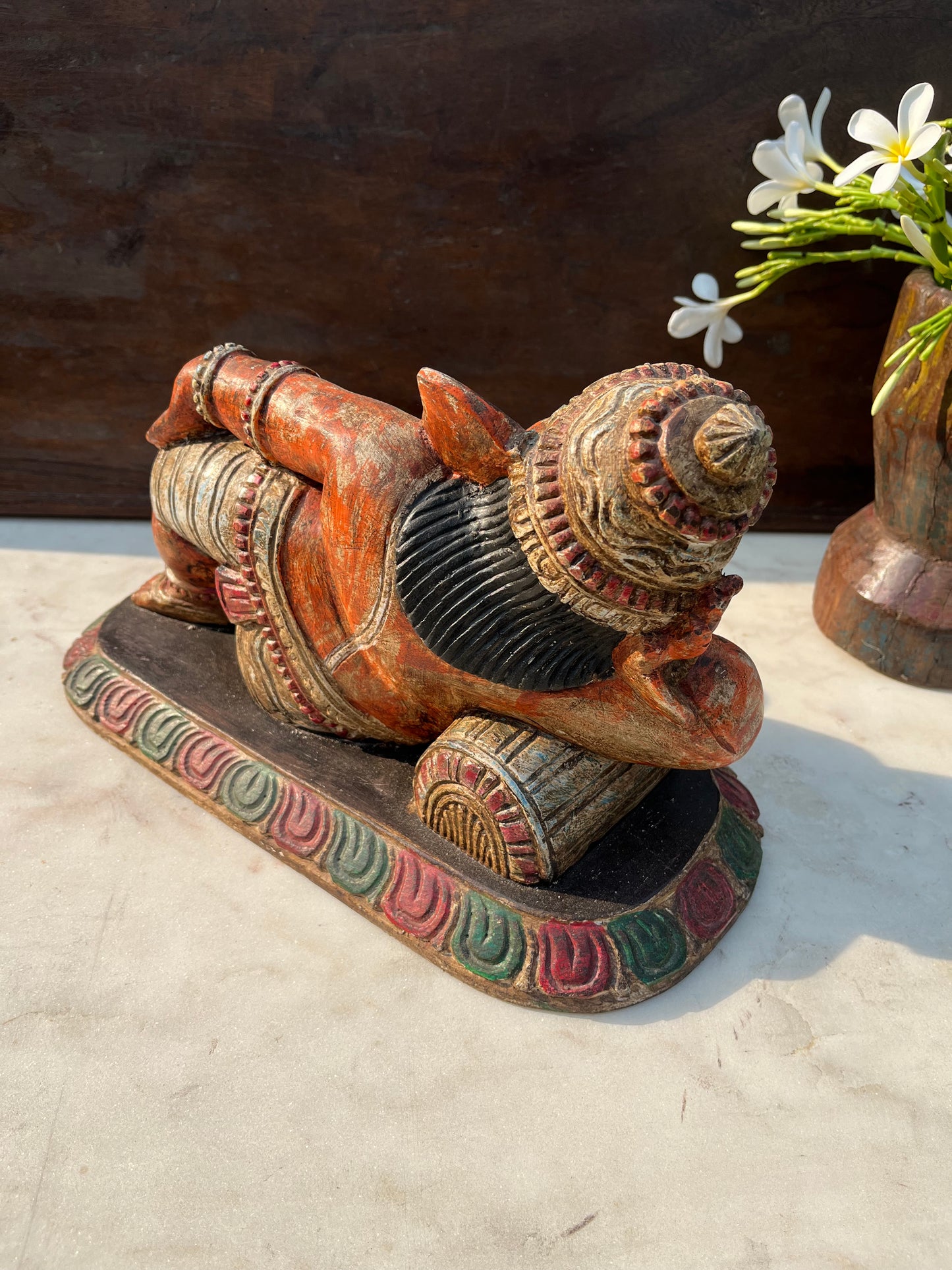 Hand Painted Carved Sleeping Ganesha