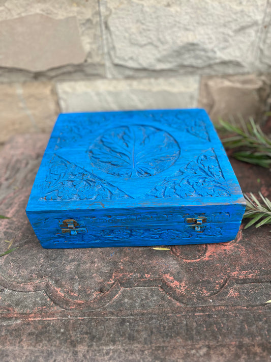 Wooden Blue Square Box