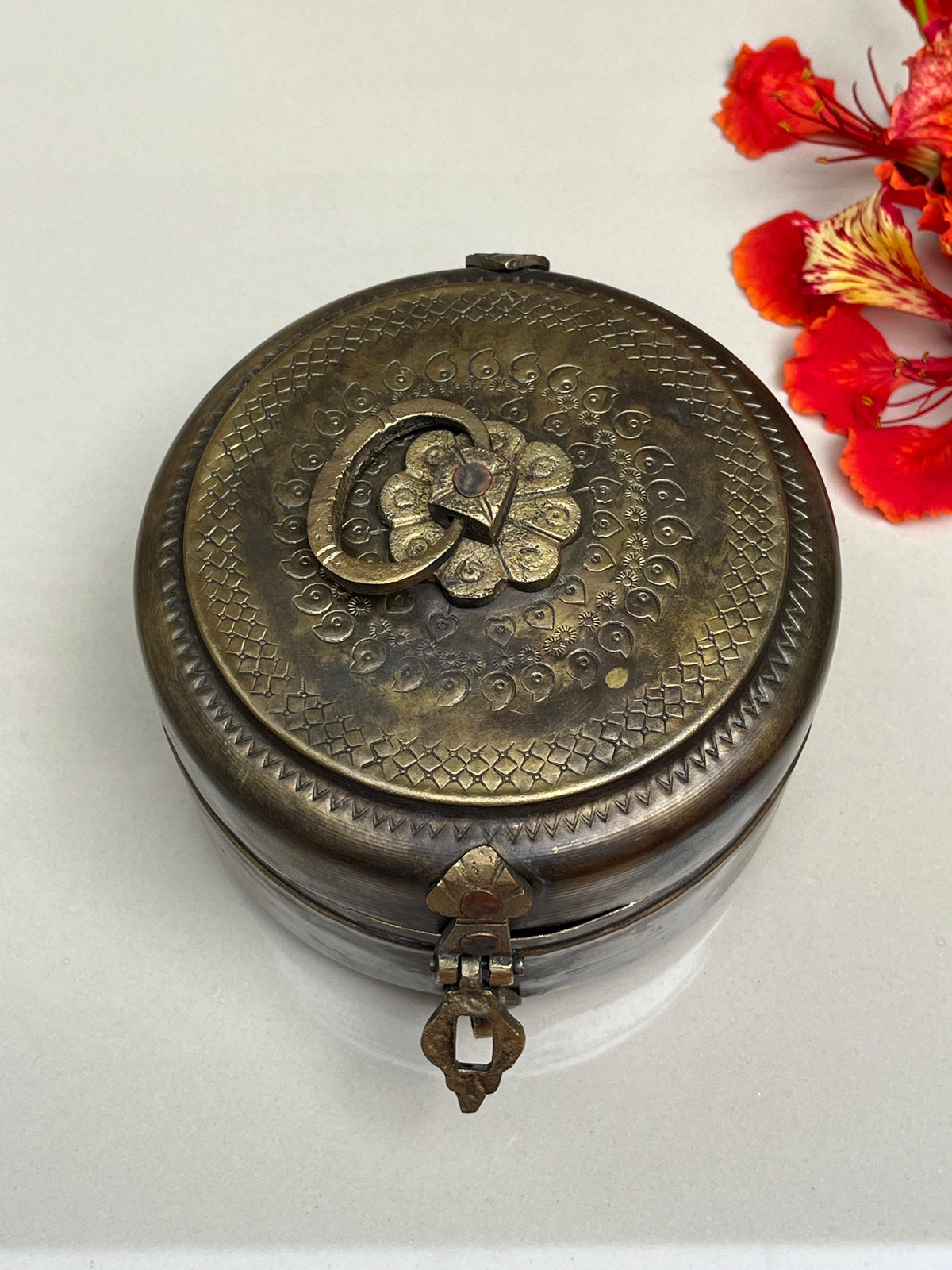 Vintage Brass Round Box