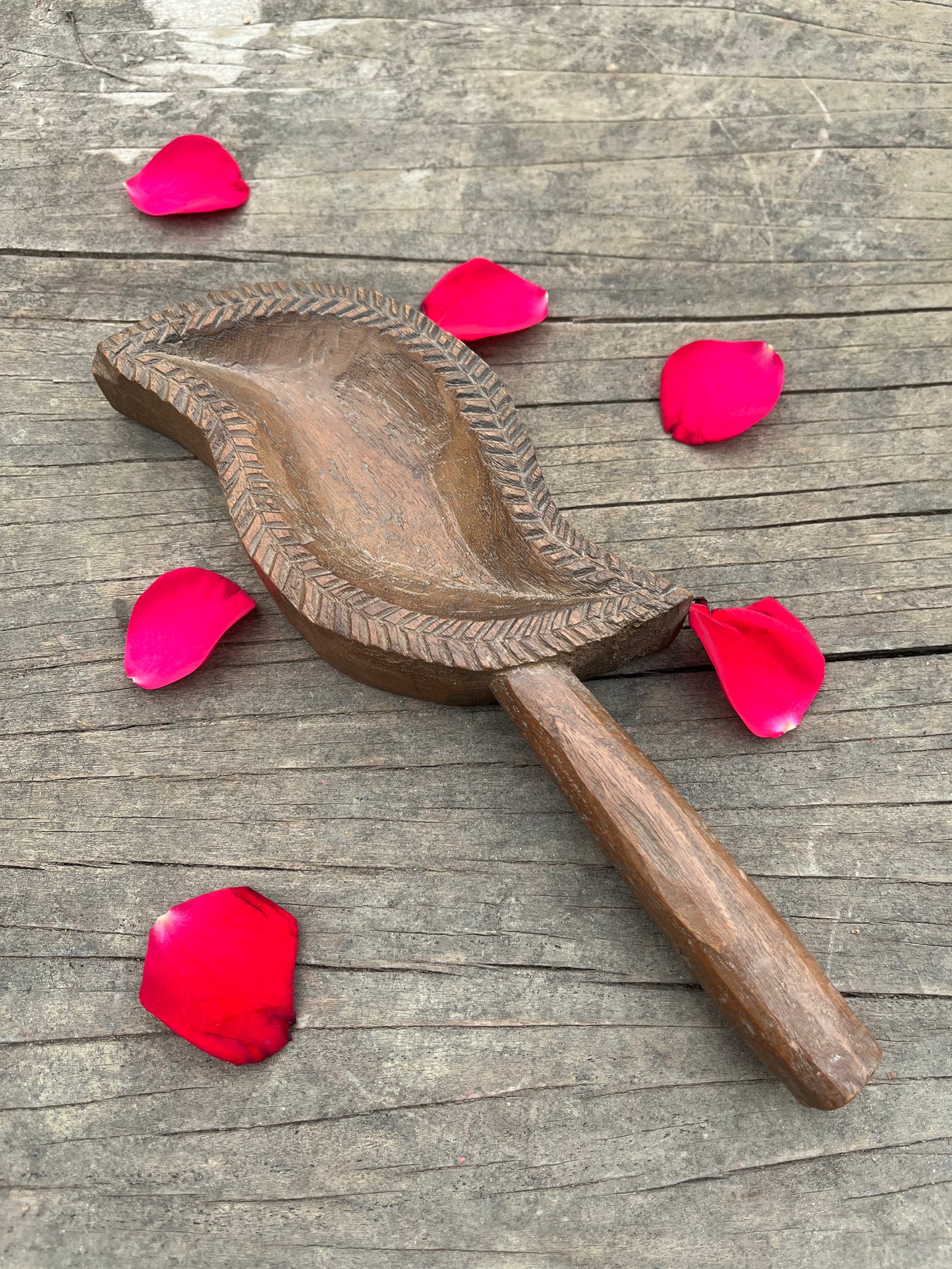 Old wooden Leaf Spoon