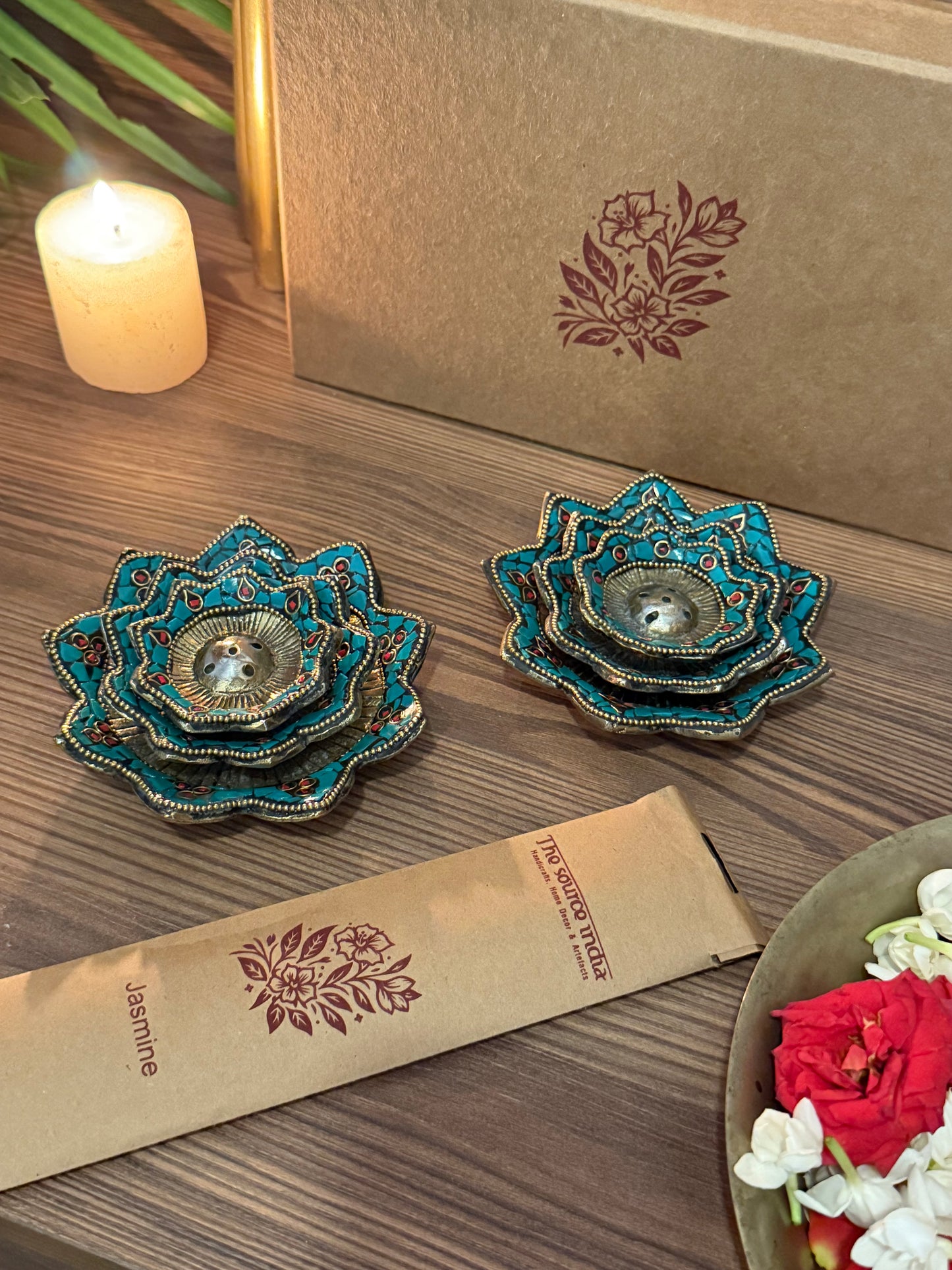 Flowers Incense Stand Set of Two