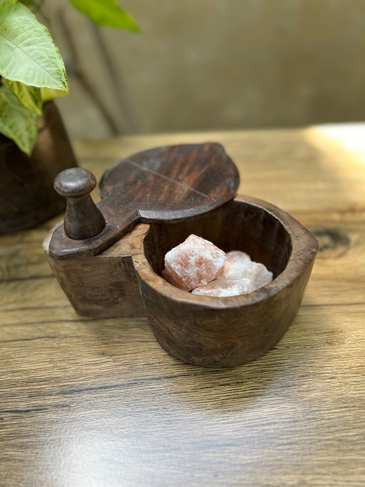 Vintage Wooden Kerala Salt Box