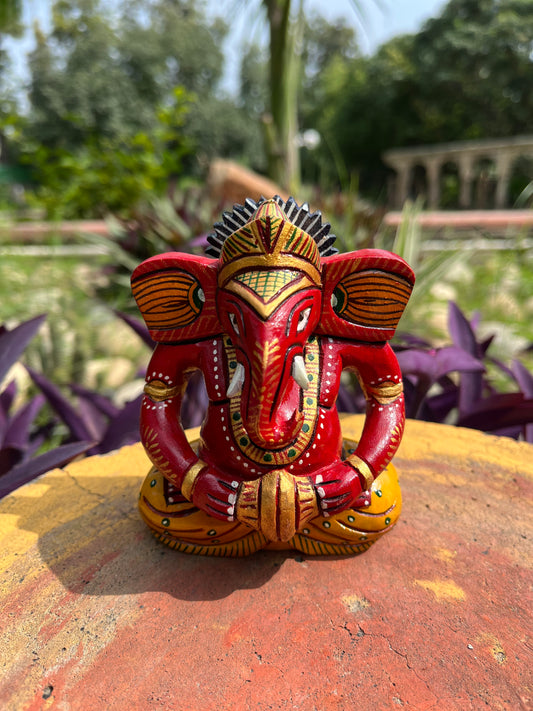 Wooden Handpainted Antique Ganesha