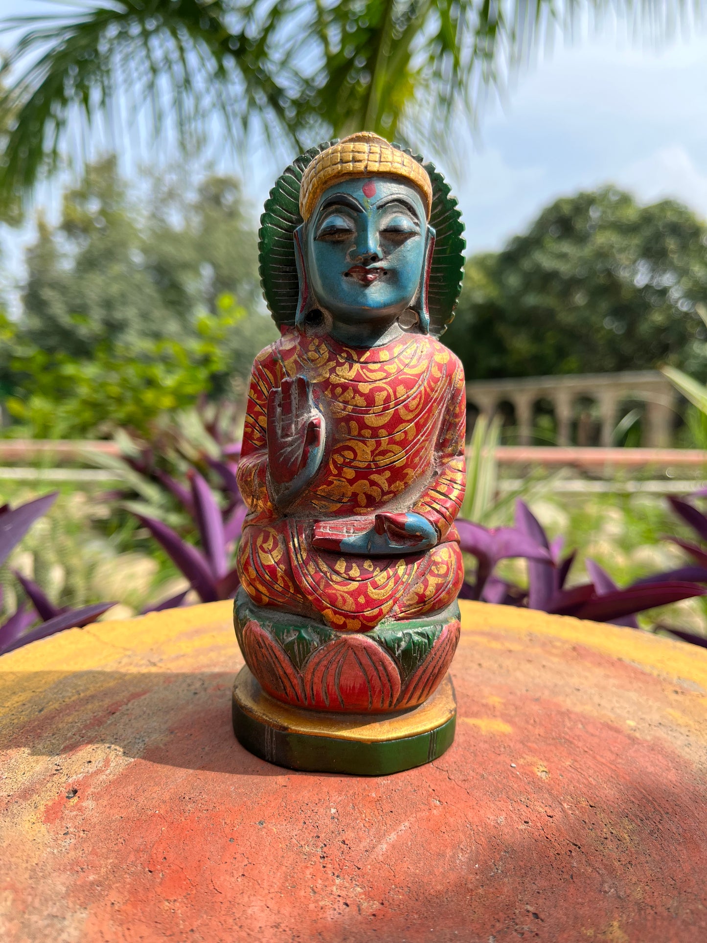 Wooden Handpainted Buddha