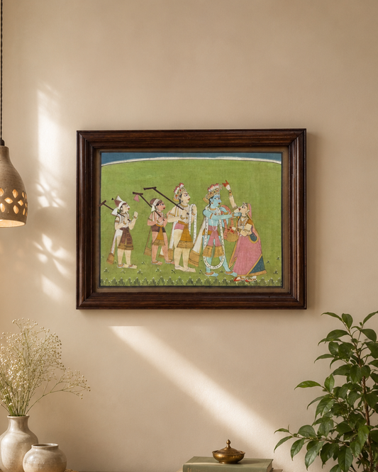 Wooden krishna Painting