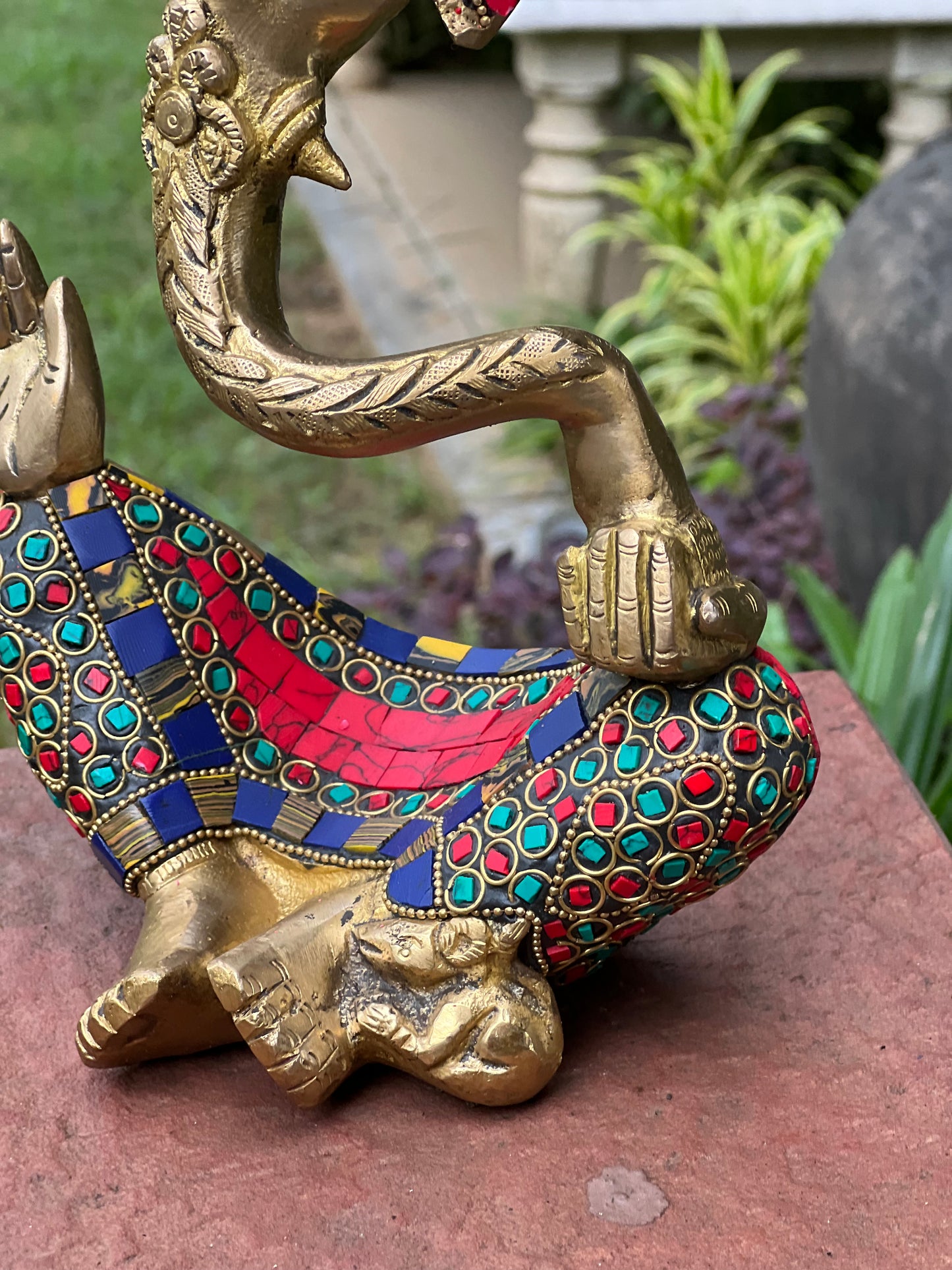 Brass Pagadi Ganesha with Stone