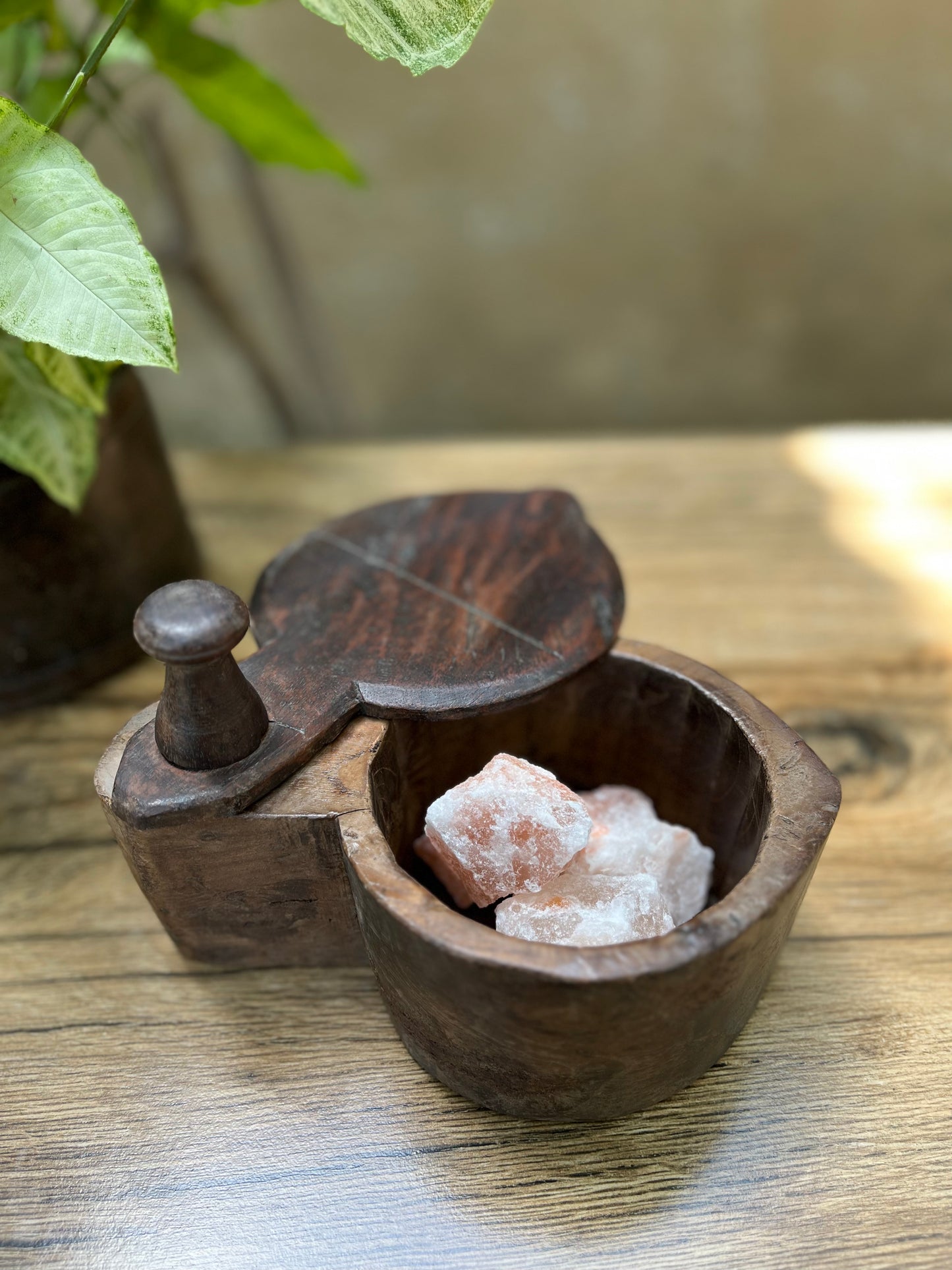 Vintage Wooden Kerala Salt Box