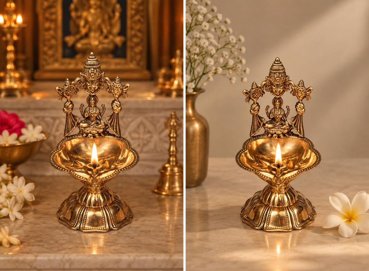 Brass Lakshmi Diya ￼