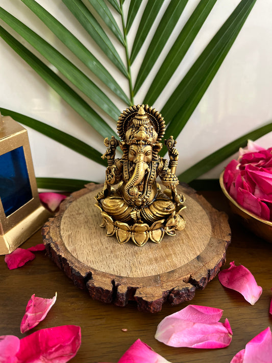 Brass Lord Ganesha on Lotus