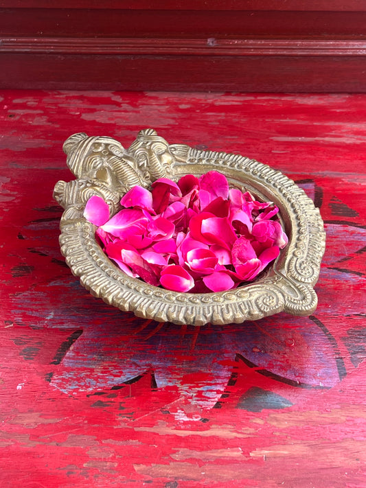 Brass Divine Tortoise Carved Diya