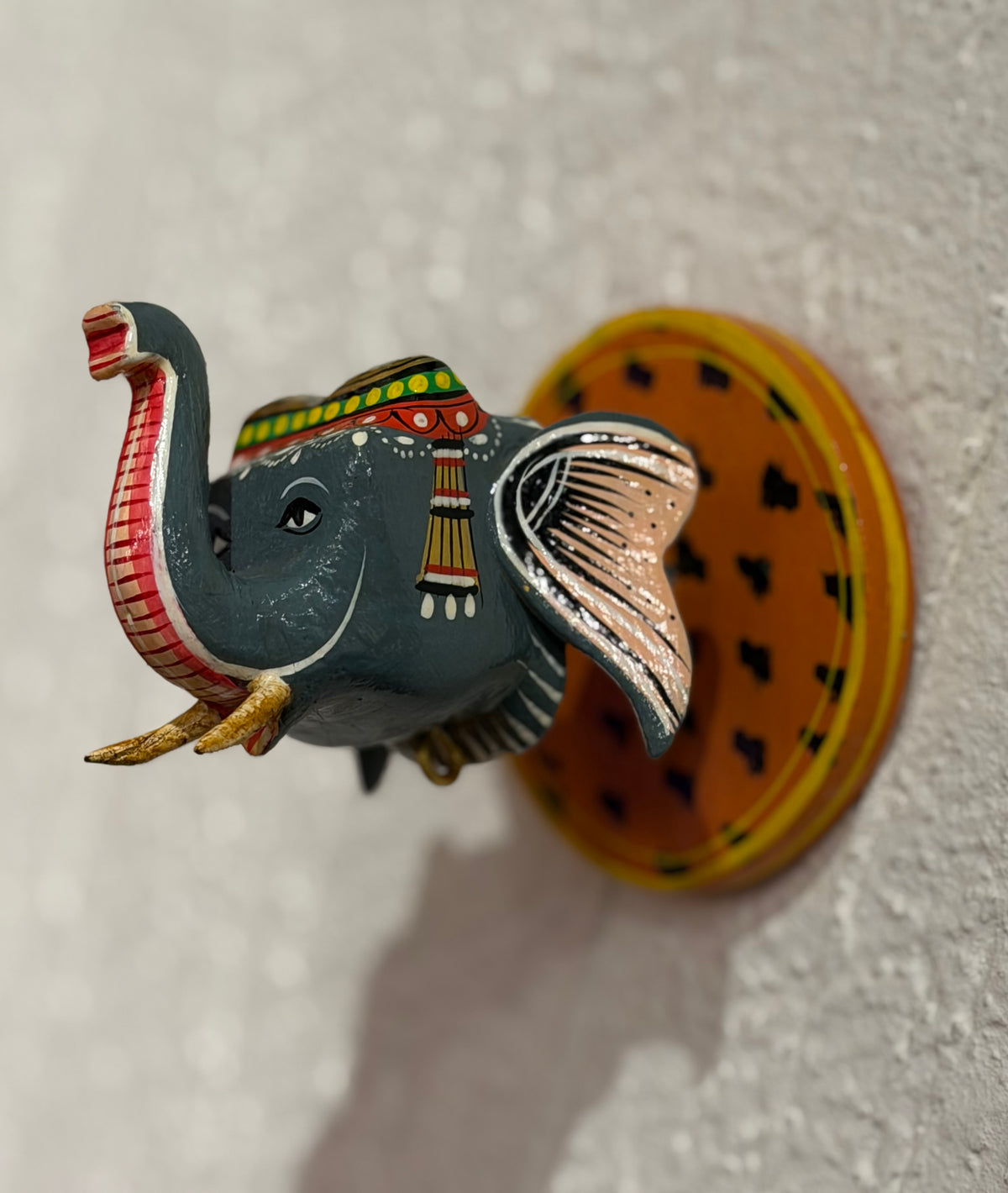 Hand Printed Elephant Head ￼
