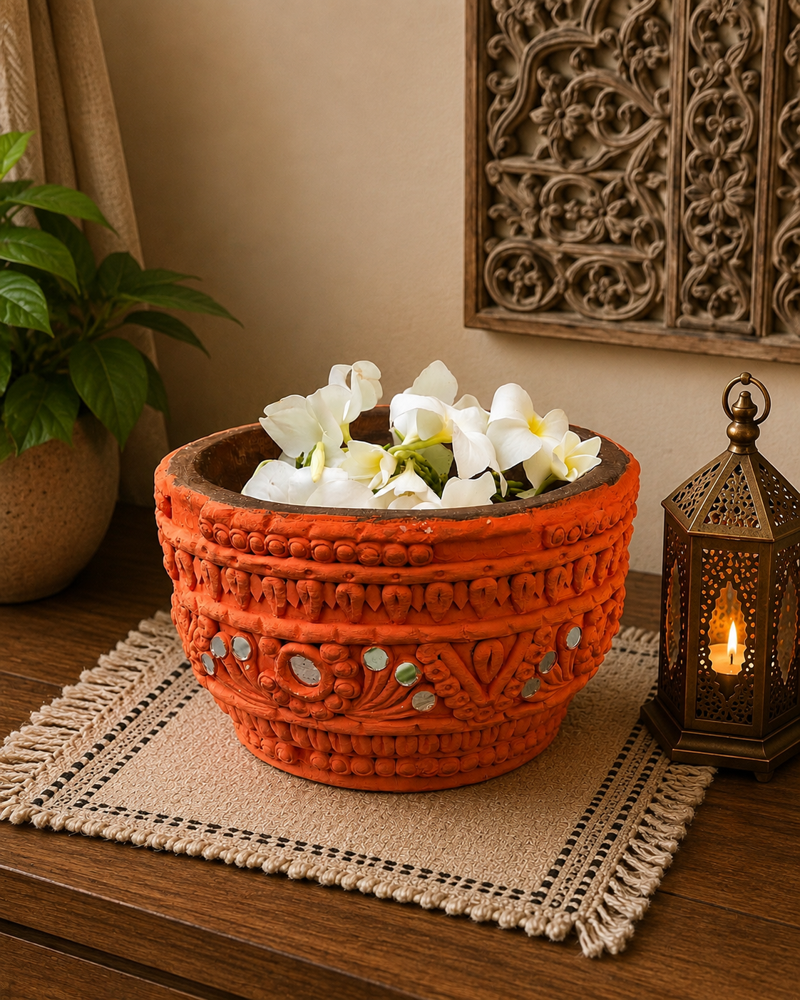 Wooden Terracotta Bowl ￼￼